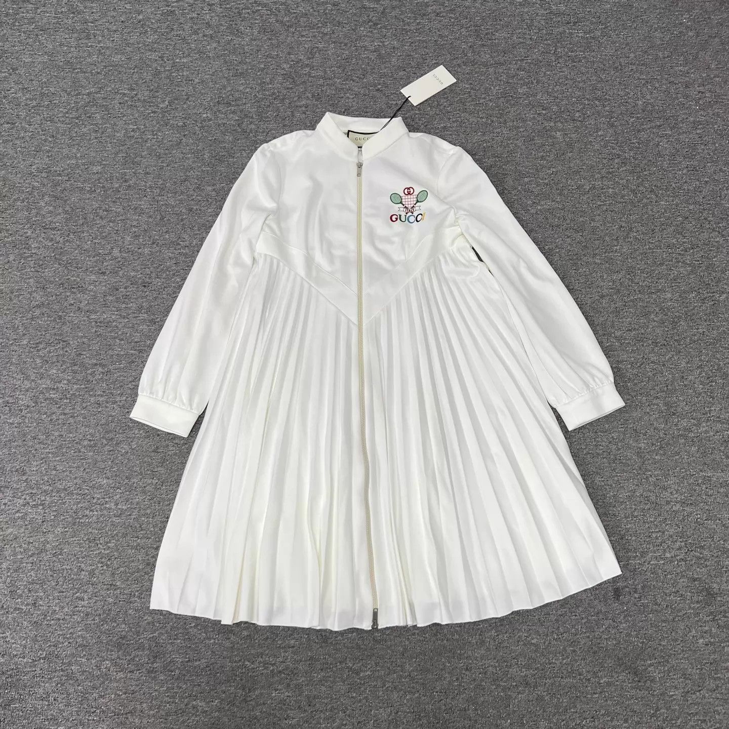 Gucci Gucci Racket Embroidered White A-Line Dress L Size L / US 10 / IT 46 - 1 Thumbnail