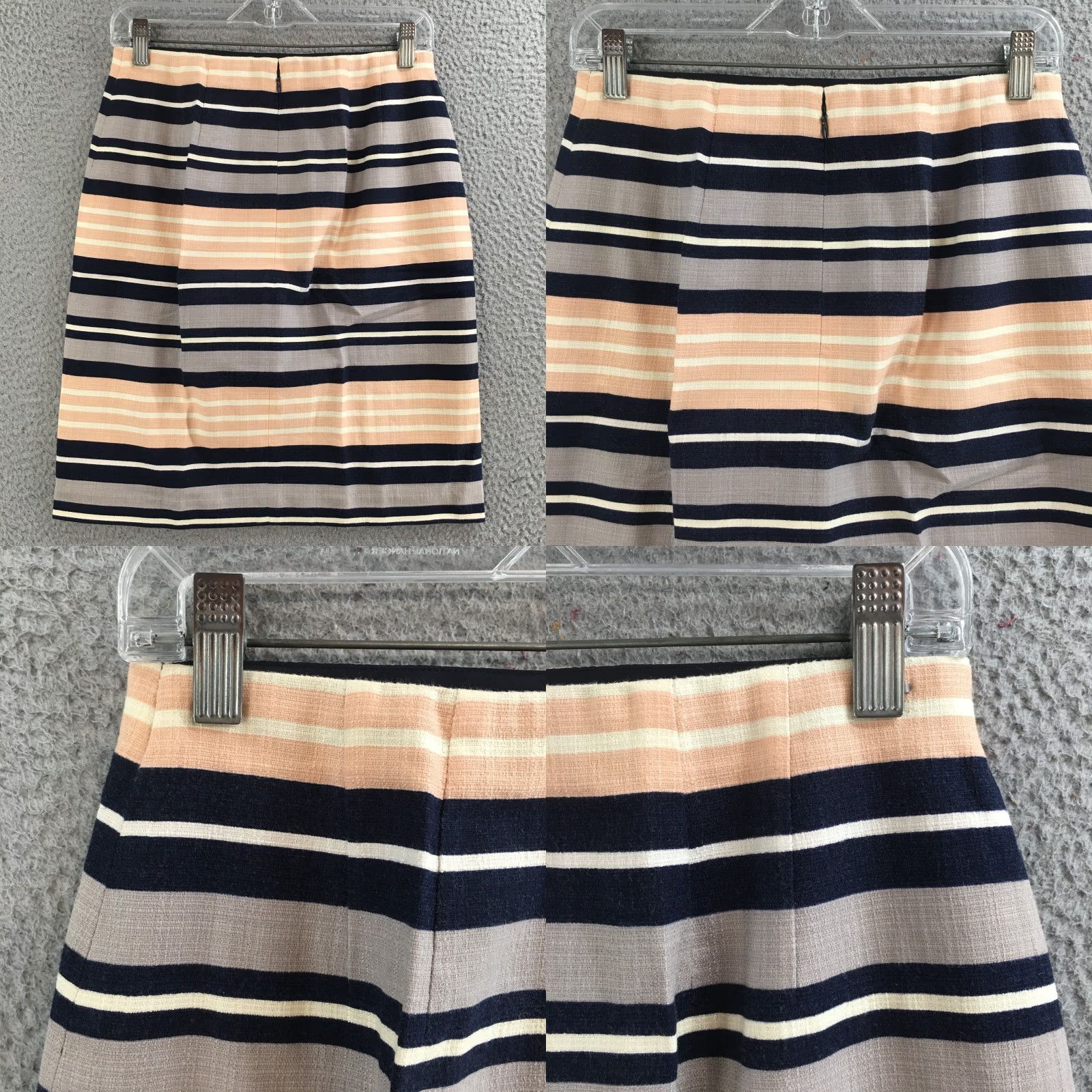 Ann Taylor Ann Taylor Skirt Womens 2 Straight 7 Pencil Cotton Blend Multicolor Striped Knee Length Zipper Lined Casual Business Size 26" / US 2 / IT 38 - 8 Thumbnail