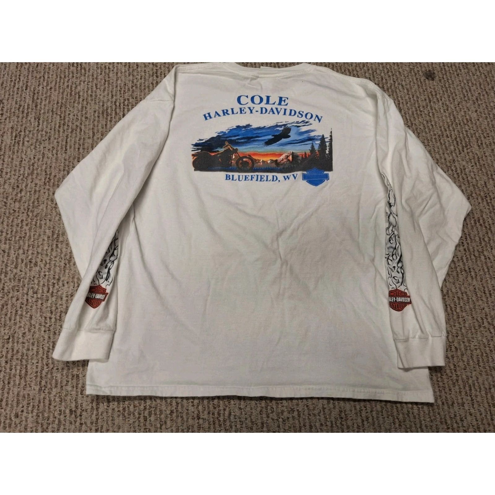 Harley Davidson VINTAGE Harley-Davidson Shirt 2XL Long Sleeve Flames Chrome Fire Biker White? Size US XXL / EU 58 / 5 - 4 Thumbnail
