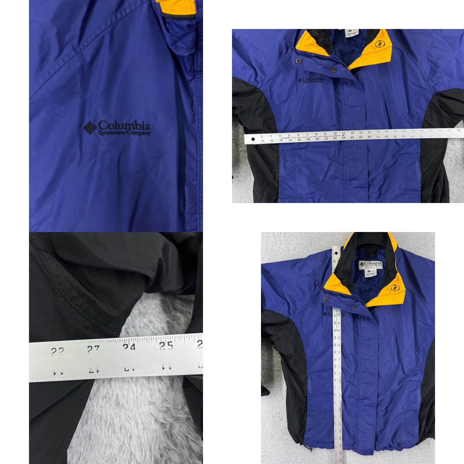 Vintage Columbia Jacket Womens XL Blue Black Yellow Windbreaker Hooded Full Zip Lightweight Casual Pockets Autumn Winter 90s Outdoor Mens Womens Girls Boys Size XL / US 12-14 / IT 48-50 - 8 Thumbnail