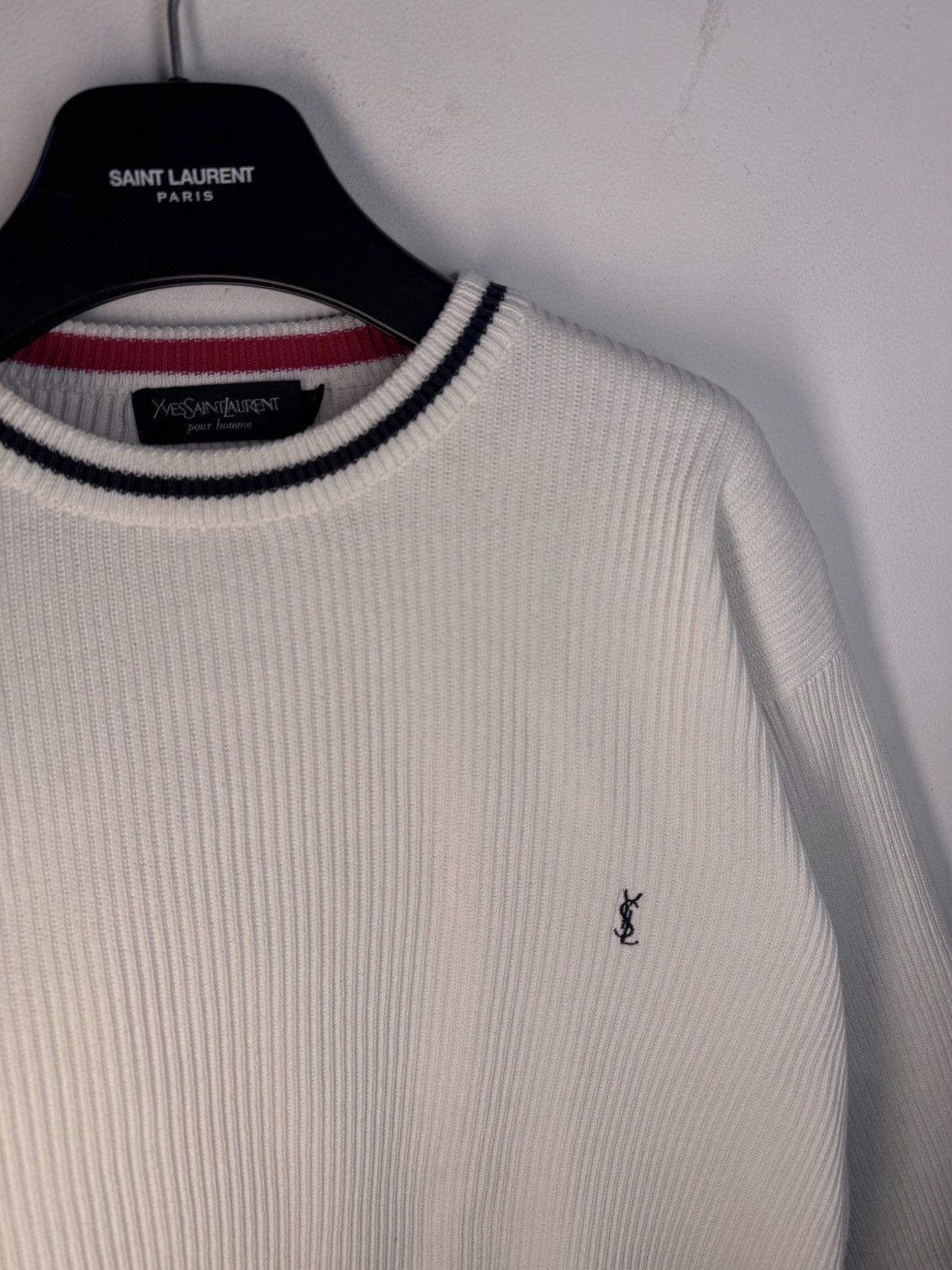 Yves Saint Laurent 90s YSL Sweater Knit White Yves Saint Laurent Vintage Size US S / EU 44-46 / 1 - 10 Thumbnail