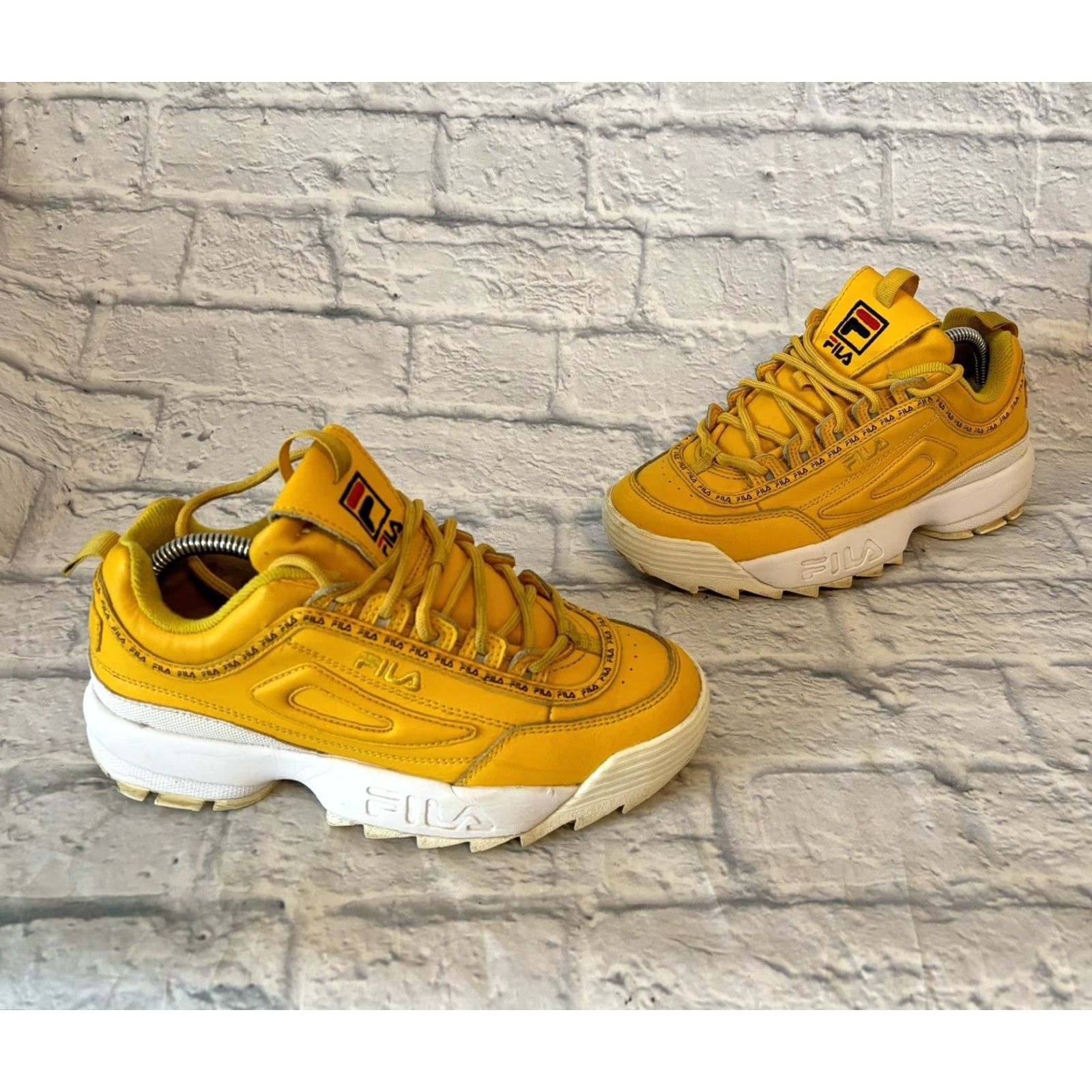 Fila FILA Disruptor 2 Premium Repeat 3FM00658-743 Canary Yellow Men Sz 6.5 / Women 8 Sneaker Shoes Athletic Size US 6 / IT 36 - 2 Thumbnail