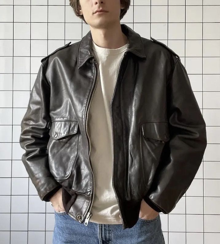 used vintage leather jacket A-2 深水光太 80s レザーボンバー