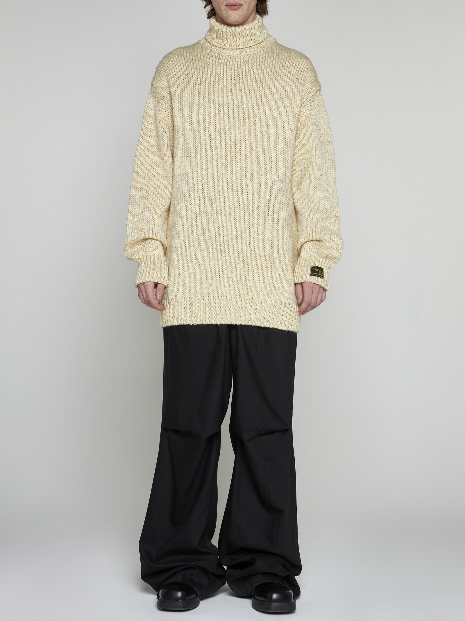 Raf Simons o1y0325 Logo Turtleneck Sweater in Beige Size US XS / EU 42 / 0 - 5 Thumbnail