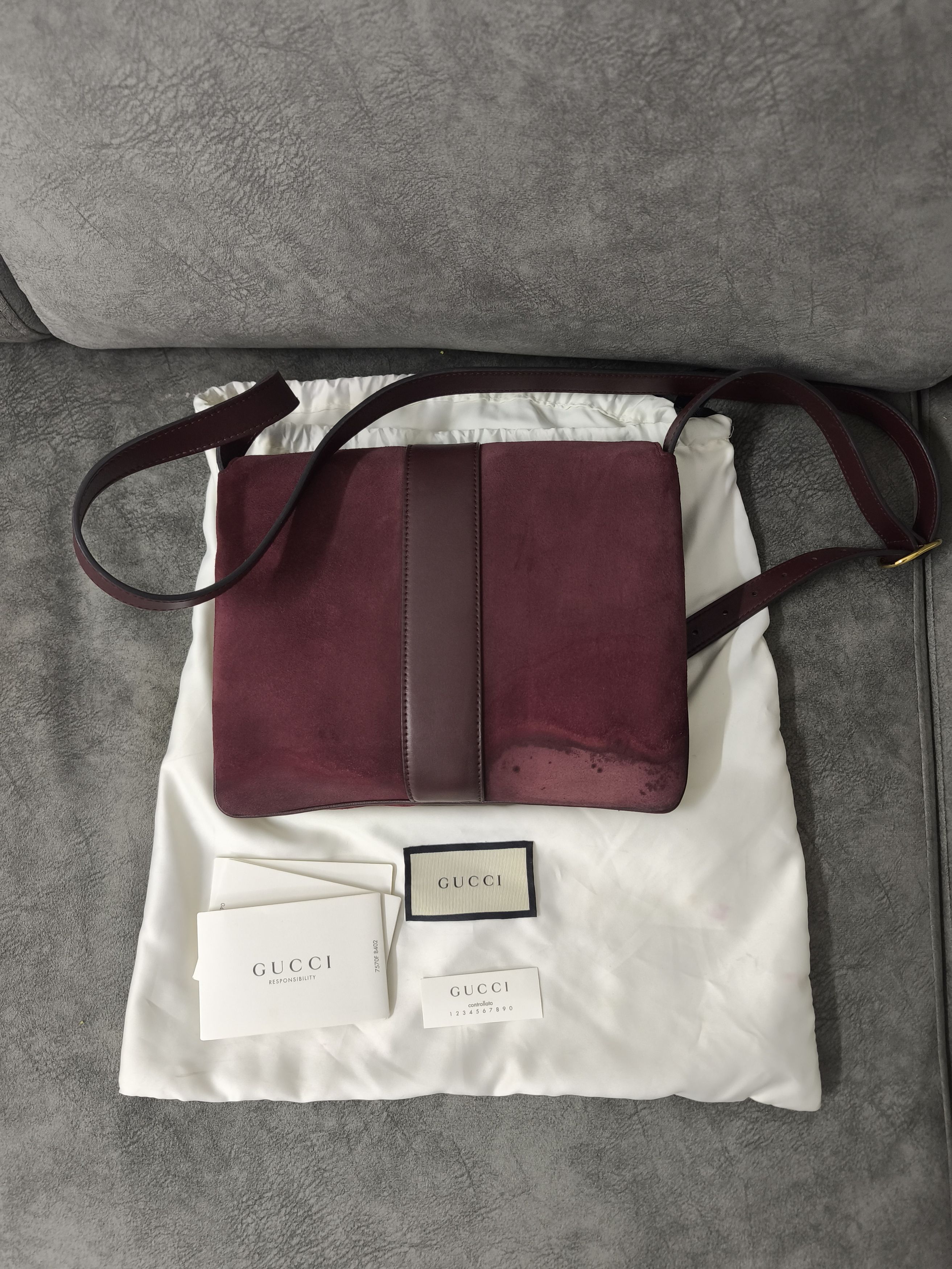 Gucci Gucci GG Marmont Suede Leather Shoulder Bag - Burgundy Size ONE SIZE - 3 Thumbnail