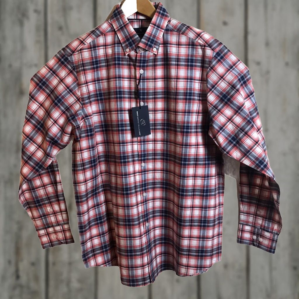 Hart Schaffner Marx Hart Schaffner Marx Shirt Mens Large Long Sleeve Plaid Antique Cherry Button-Down Casual Classic American Size US L / EU 52-54 / 3 - 1 Thumbnail