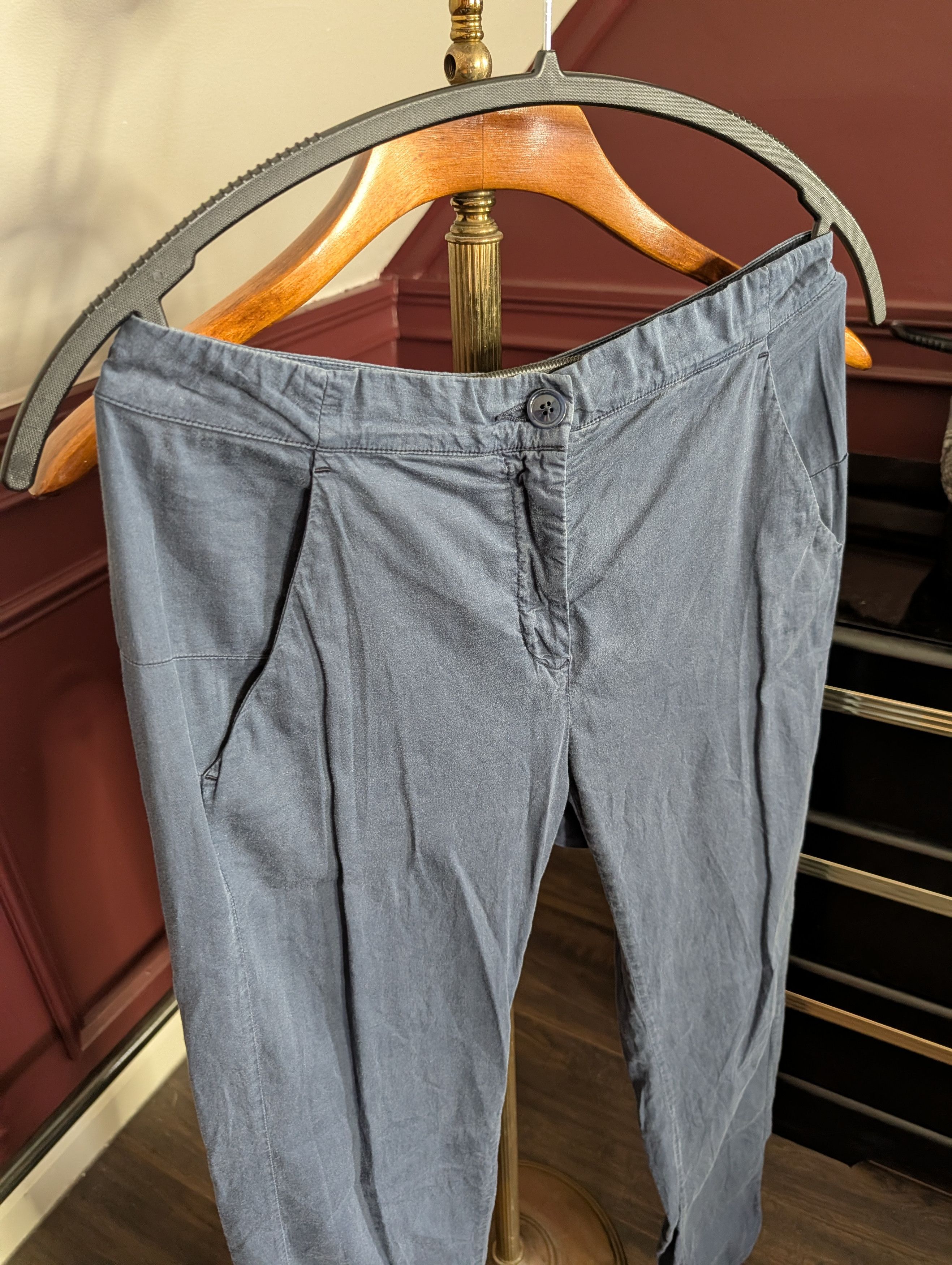 Maison Margiela 2013 blue cotton/linen high rise curve seam pants 40 Size 28" / US 6 / IT 42 - 2 Thumbnail
