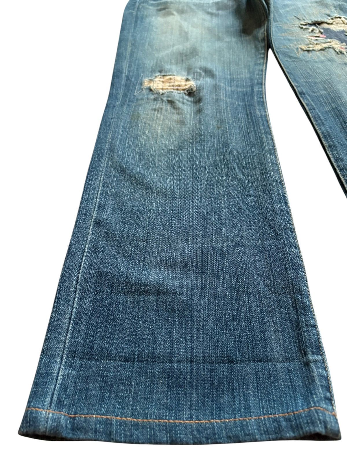 Japanese Brand Vintage Japanese Brand Mud Wash Sashiko Patched Baggy Jeans Size US 33 - 6 Thumbnail