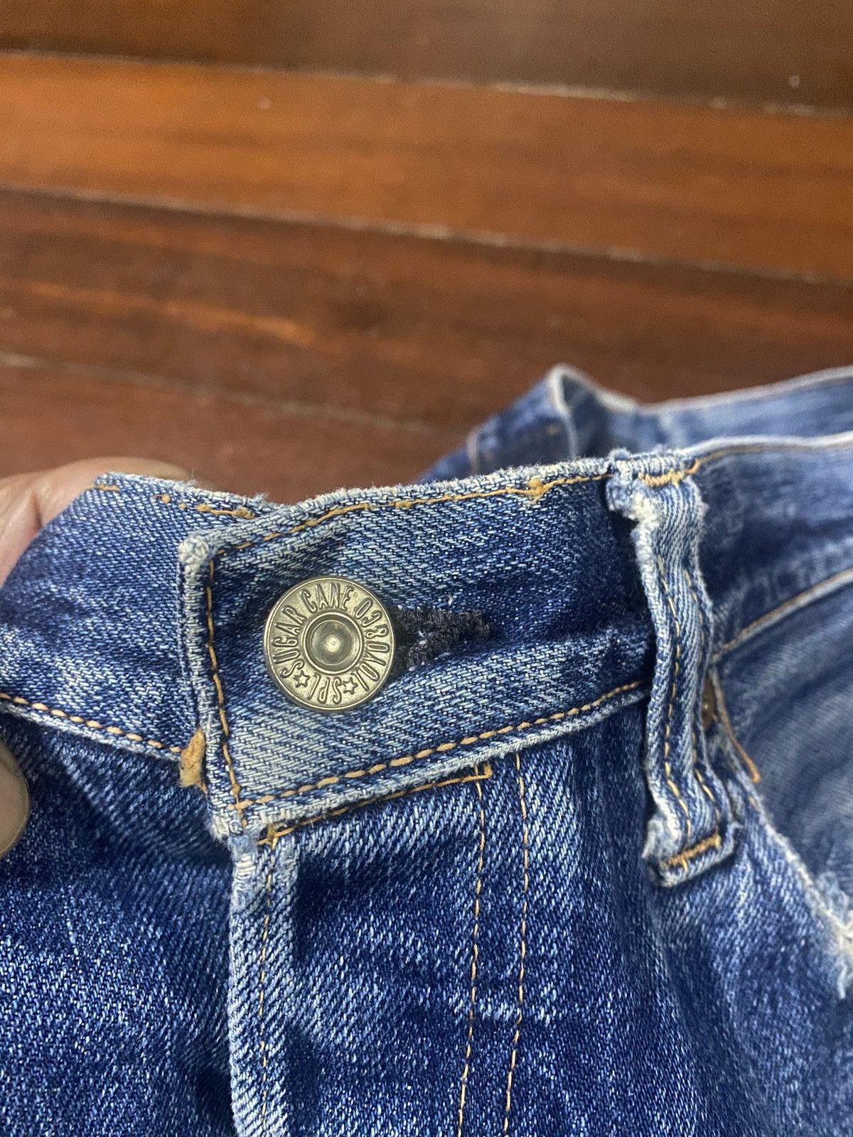 Sugar Cane Vinatge 60s repro Sugar Cane button S distressed Selvedges Size US 33 - 9 Thumbnail