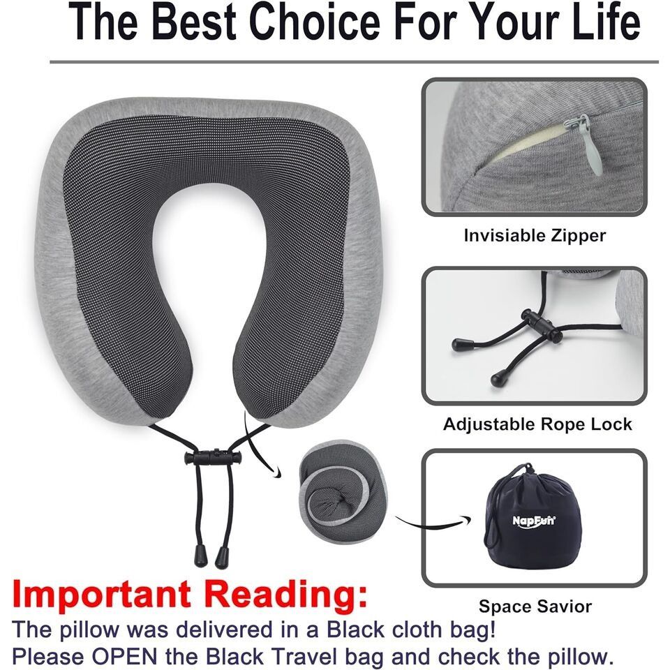 Other Travel Neck Pillow , 100% Pure Memory Foam Pillow, Portable Size ONE SIZE - 5 Thumbnail