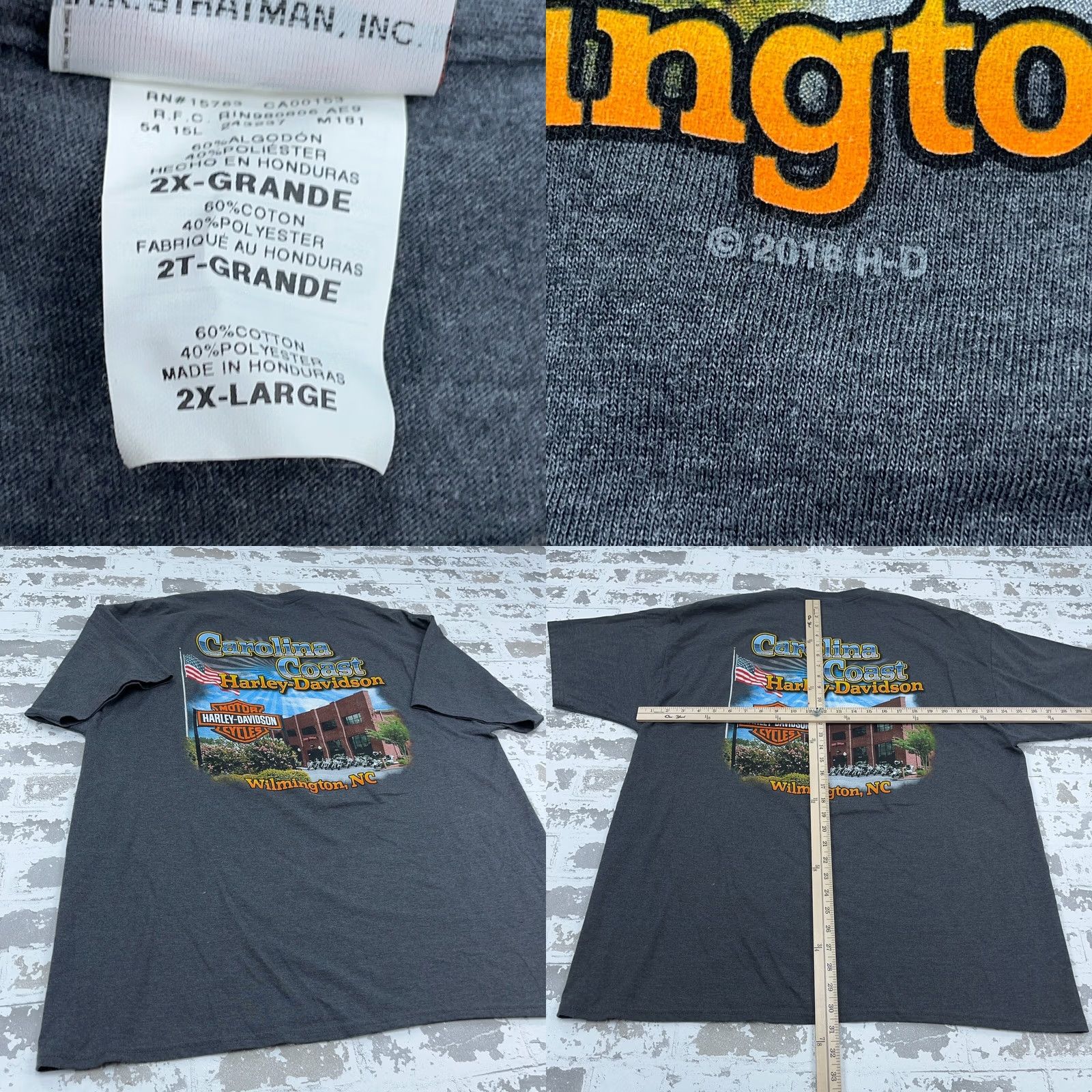 Harley Davidson Harley-Davidson Shirt Mens XXL Gray Tee Skeleton Skull Retro Biker Punk Goth Graphic Print Size US XXL / EU 58 / 5 - 8 Thumbnail