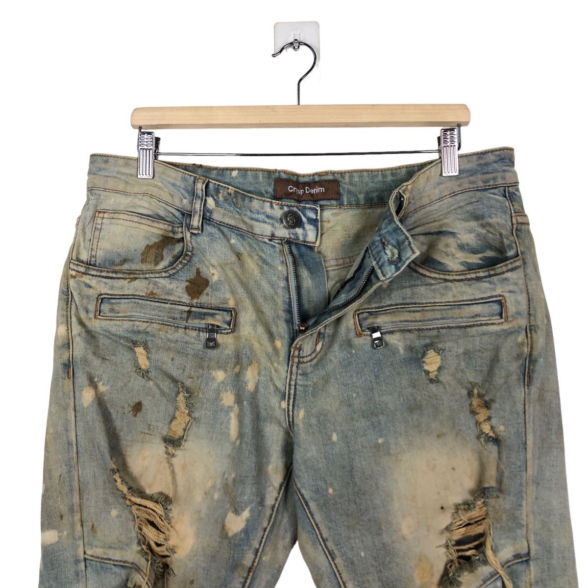 Japanese Brand 🔥Distressed Denim Skinny Punk Design Crysp Denim Japan Size US 34 / EU 50 - 11 Thumbnail