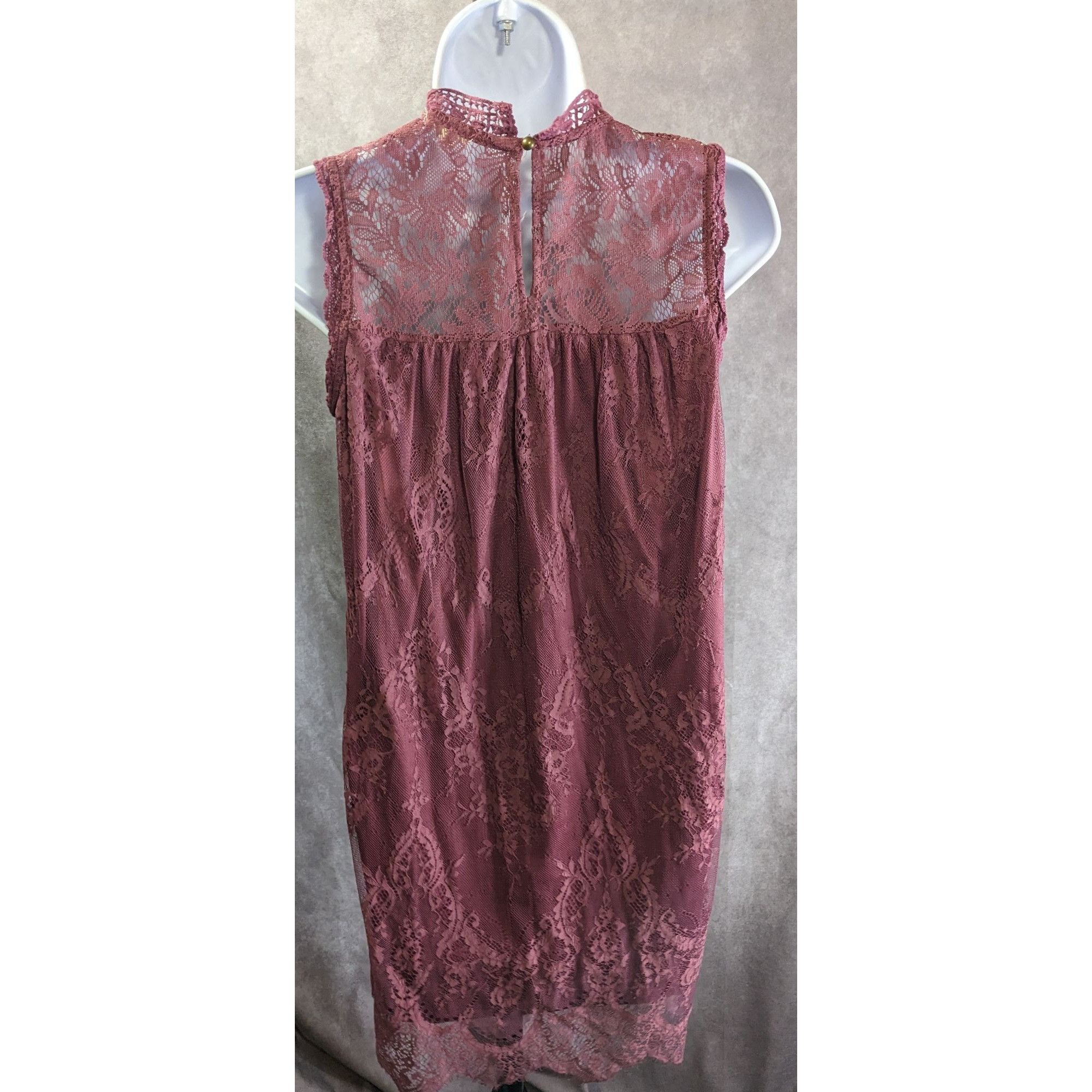 Other Mason & Belle Womens Berry Purple Lace Mini Dress Mock Neck Size S / US 4 / IT 40 - 2 Thumbnail