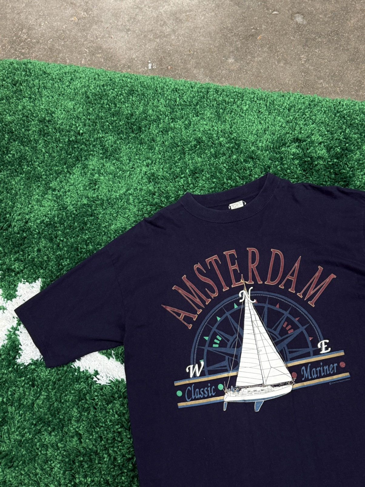 Vintage Vintage 90s Navy Amsterdam Sailboat Tee XL Stitch Preppy Size US XL / EU 56 / 4 - 2 Thumbnail