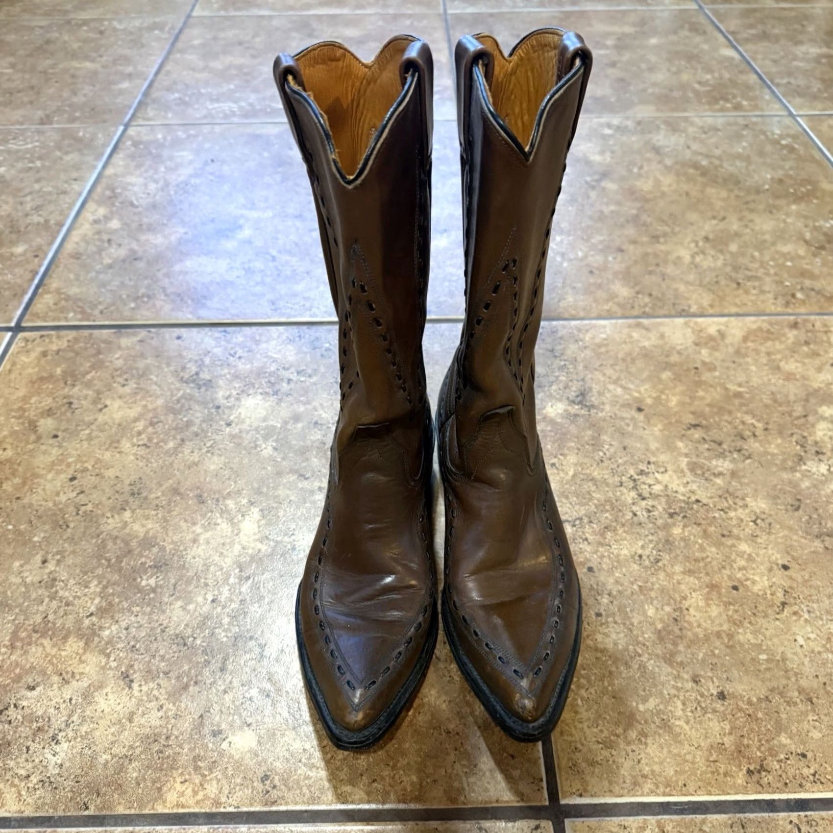 Wrangler VINTAGE Wrangler Woven Cowboy Boots Mens Size 6.5 D Black Leather VTG Western Boot Wrangler M9-8770 Size US 7 / EU 40 - 2 Thumbnail