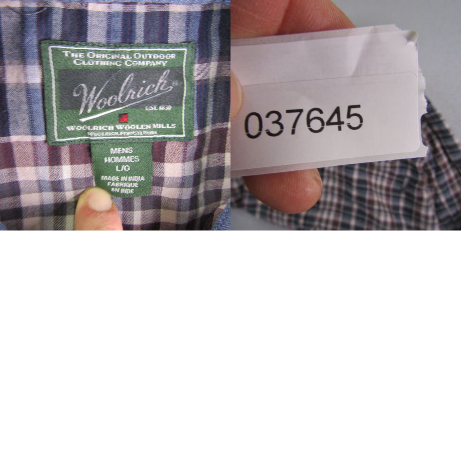 Vintage Woolrich Shirt Mens Large Blue Plaid Twill Button-Up Lightweight Outdoors Size US L / EU 52-54 / 3 - 8 Thumbnail