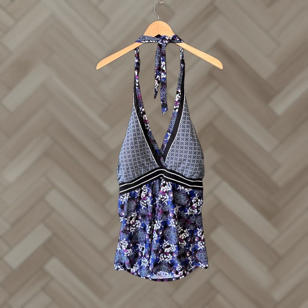 Swims Cacique Swim Tankini Womens Blue Floral Pattern 28 Plus Size Size ONE SIZE - 1 Thumbnail