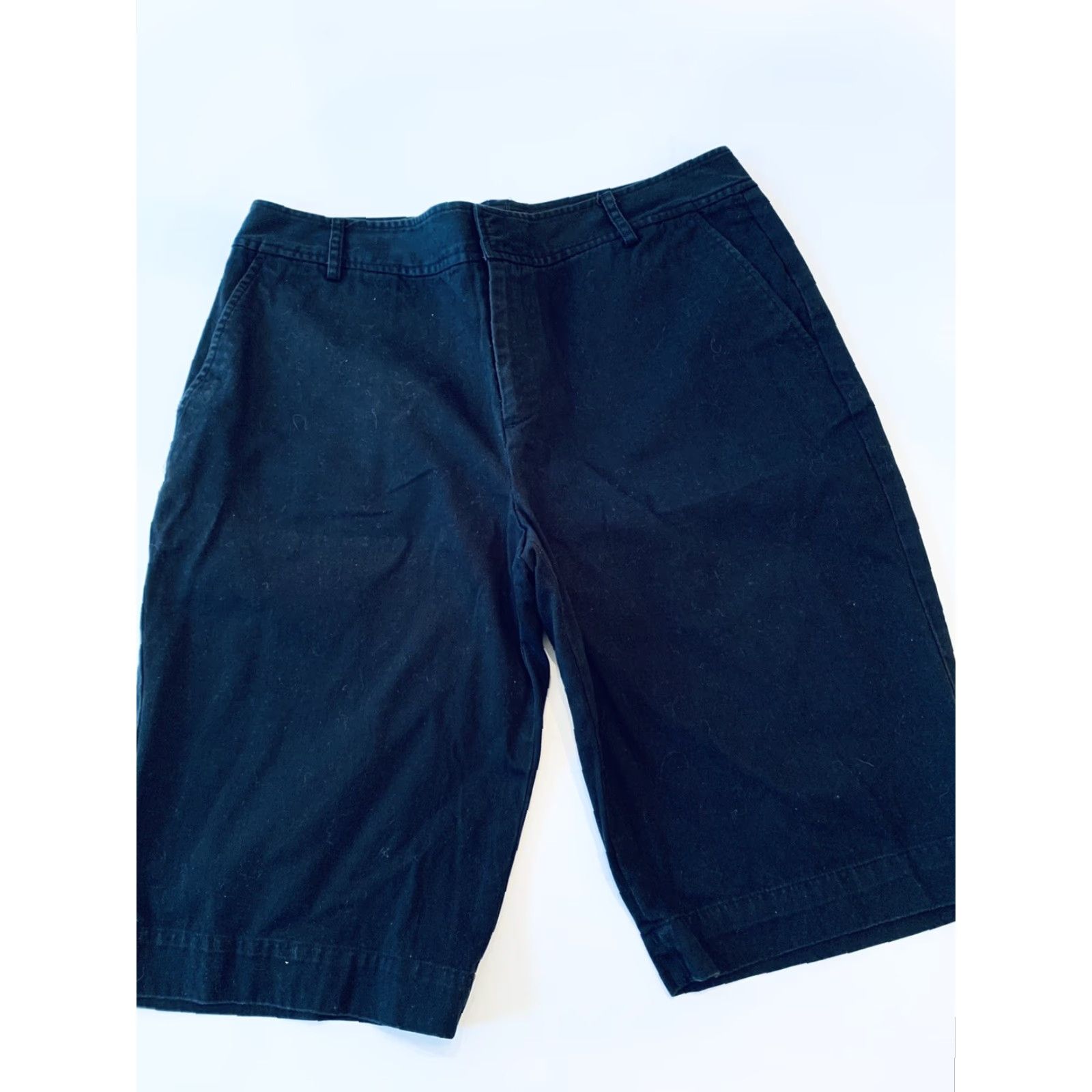 Chaps Chaps Women's Black 100% Cotton Chino Shorts 10 12" Inseam Size 32" / US 10 / IT 46 - 2 Thumbnail