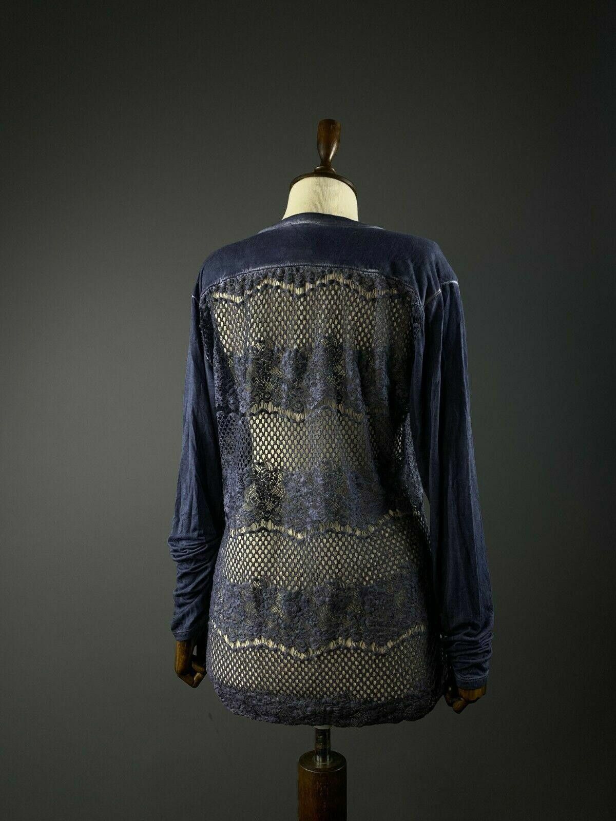Designer Project AJ 117 Blue Floral Mesh Blouse Sweater Size XL Size XL / US 12-14 / IT 48-50 - 6 Thumbnail