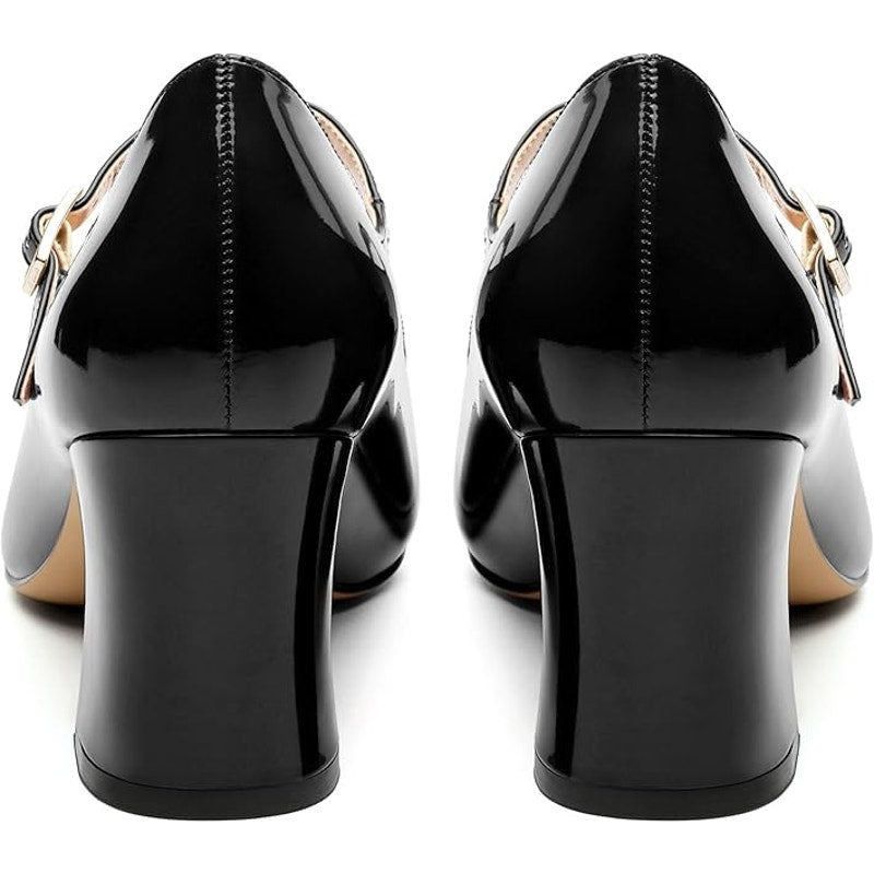 Other Gofourthat Women's 8.5 Black Faux Leather Closed Toe Heels Size US 8.5 / IT 38.5 - 4 Thumbnail