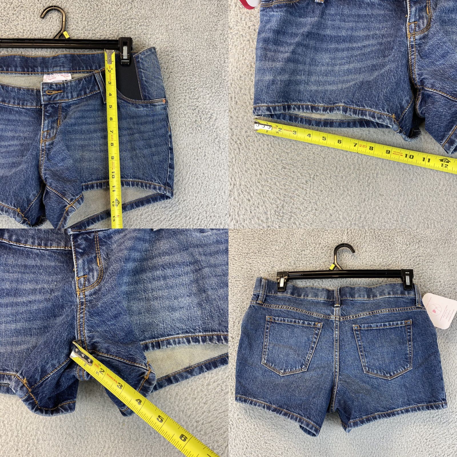 Vintage ISABEL MATERNITY Blue MIDI Jean Shorts Size 4 Maternity with Side Panels for Women Size 27" / US 4 / IT 40 - 8 Thumbnail