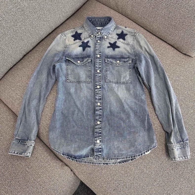 Givenchy Givenchy Size38 Pearl Buttoned Five-Star Denim Jacket Size US M / EU 48-50 / 2 - 1 Thumbnail