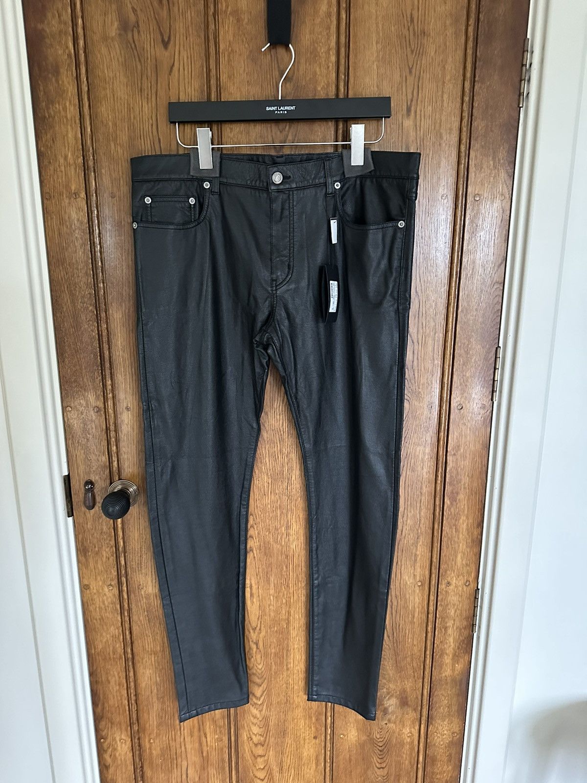 SS14 BNWT Saint Laurent faux leather D02 skinny black jeans