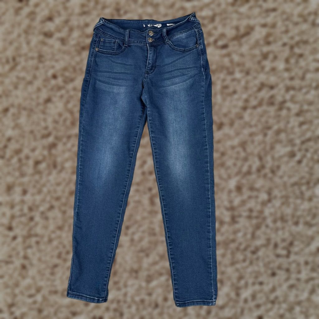 Vintage Wallflower Jeans Juniors 9 Blue Denim Insta Soft Ultra Skinny Low Rise 27x28 Size 30" / US 8 / IT 44 - 1 Thumbnail