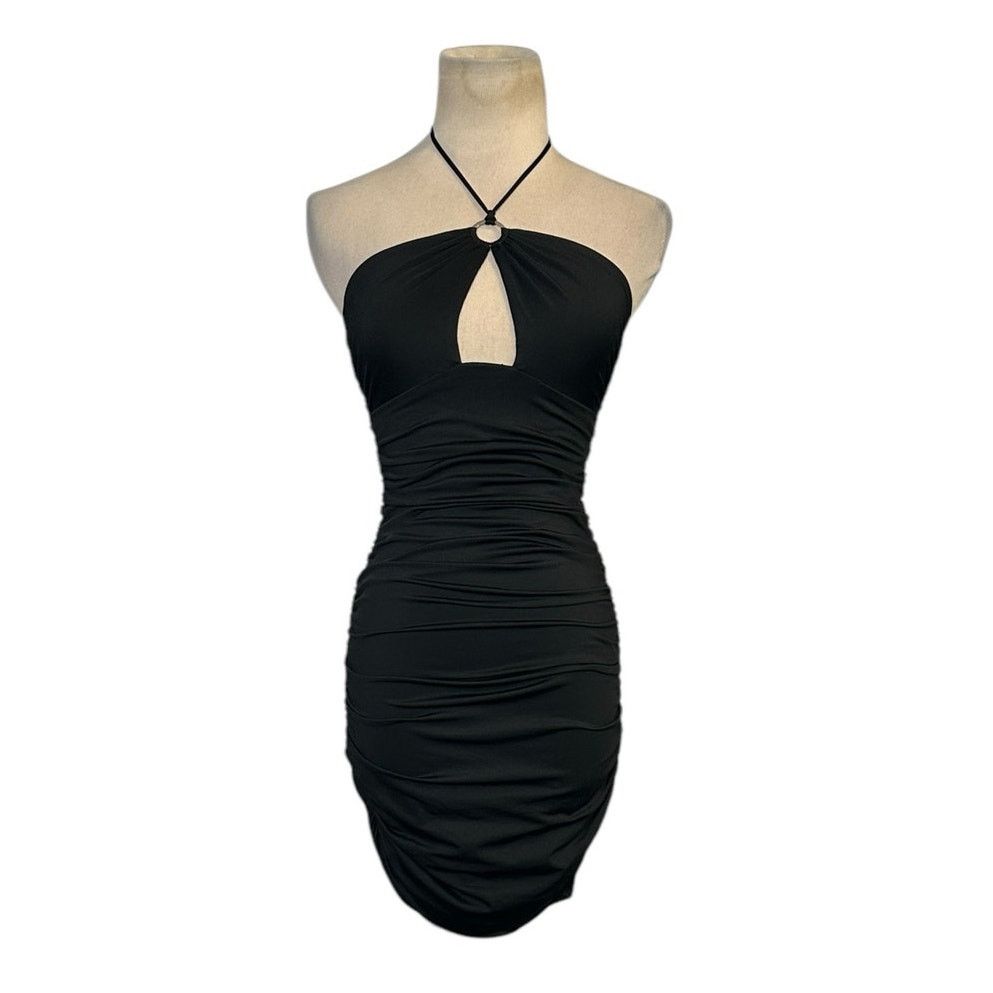 PRINCESS POLLY Princess Polly black halter cut out ruched mini dress size 2 Size XS / US 0-2 / IT 36-38 - 11 Thumbnail