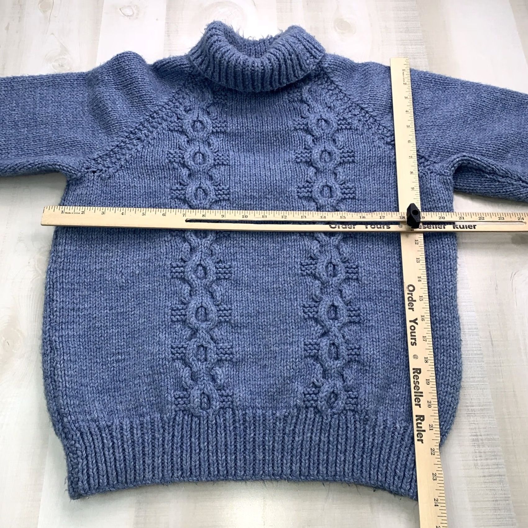 Vintage VINTAGE Fisherman Cable-Knit Cowl Neck Sweater Womens Medium Blue 90s 80s Handmade Pullover Adults Mens? Size M / US 6-8 / IT 42-44 - 7 Thumbnail