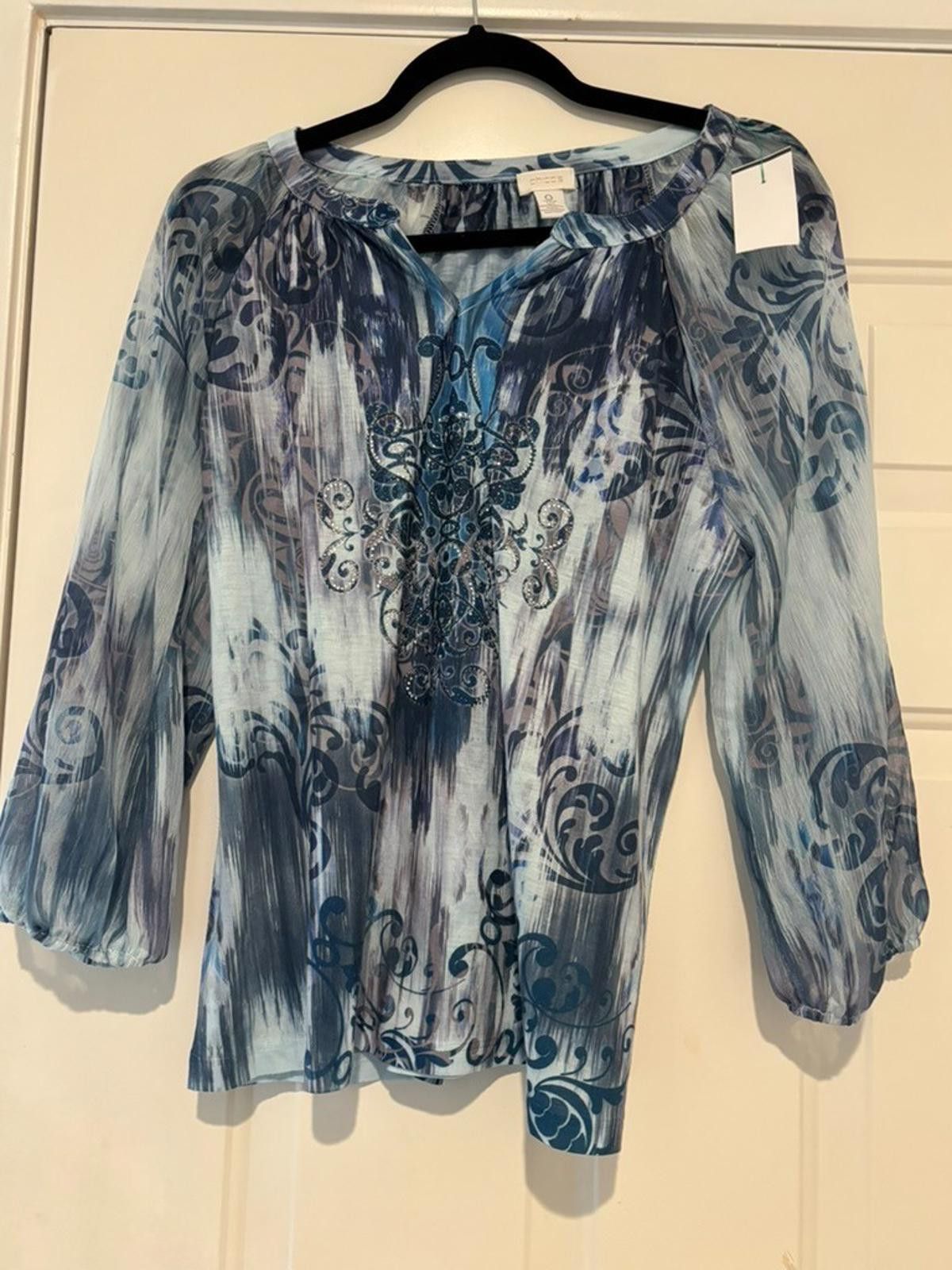 Chicos Womens sz small Chicos blue blouse #528 Size S / US 4 / IT 40 - 1 Thumbnail