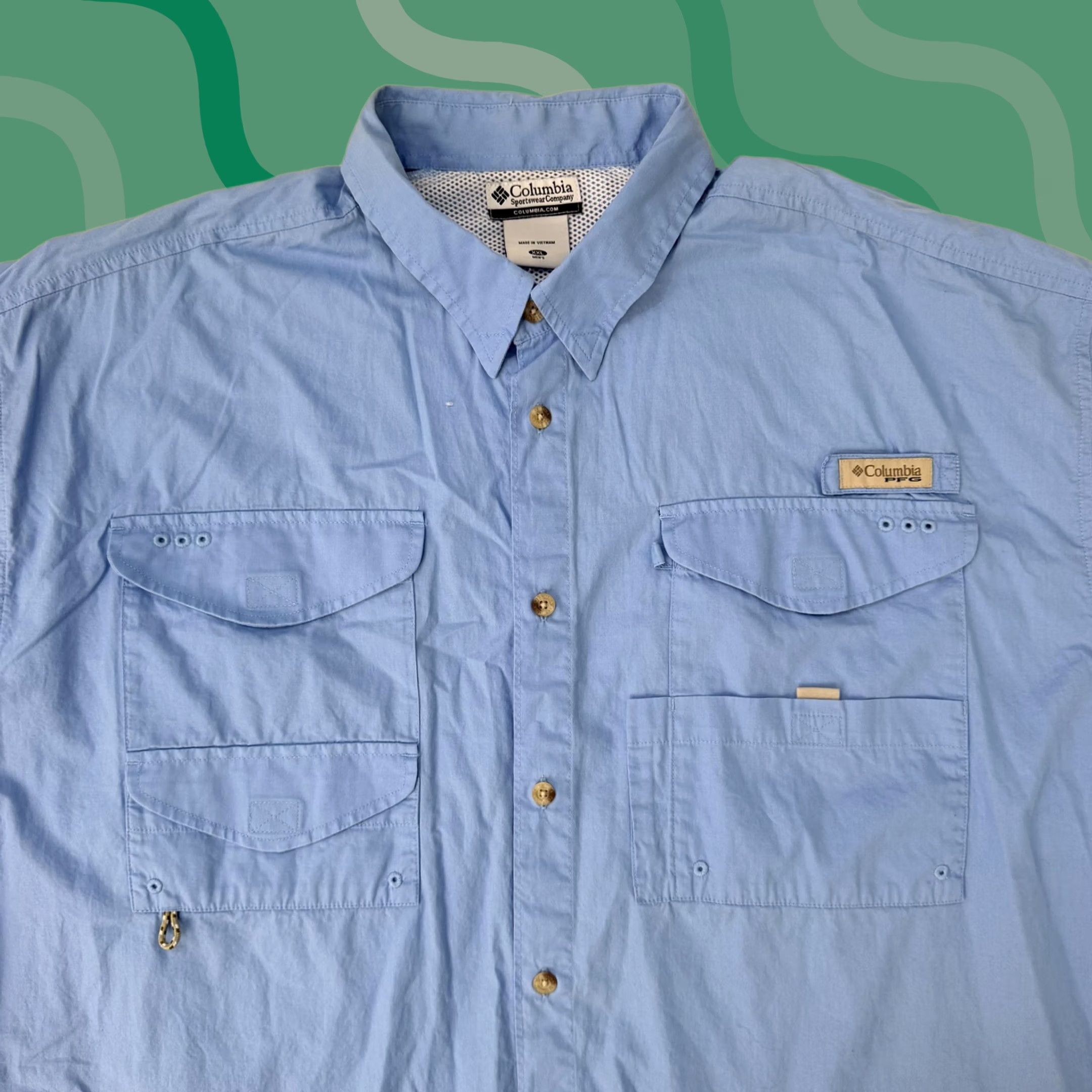 Vintage Columbia PFG Shirt Mens 2XL Blue Button-Up Short Sleeve Fishing Vented Outdoor Casual Summer Size US XXL / EU 58 / 5 - 1 Thumbnail