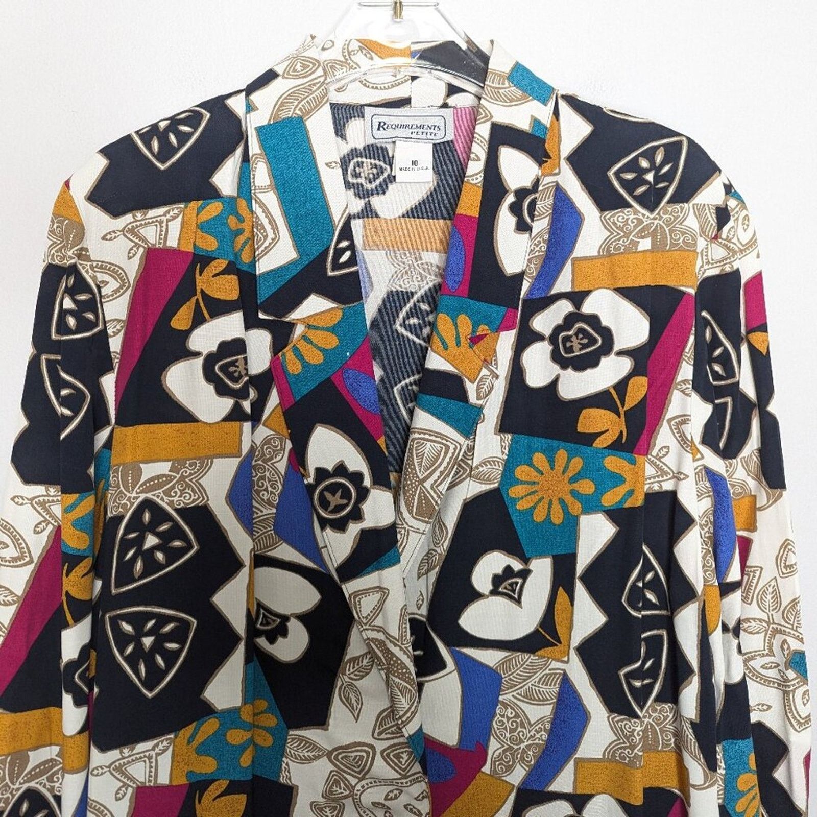 Vintage Vintage 80's Bright Geometric Pop Art Pattern Blazer Pockets Size L / US 10 / IT 46 - 5 Thumbnail