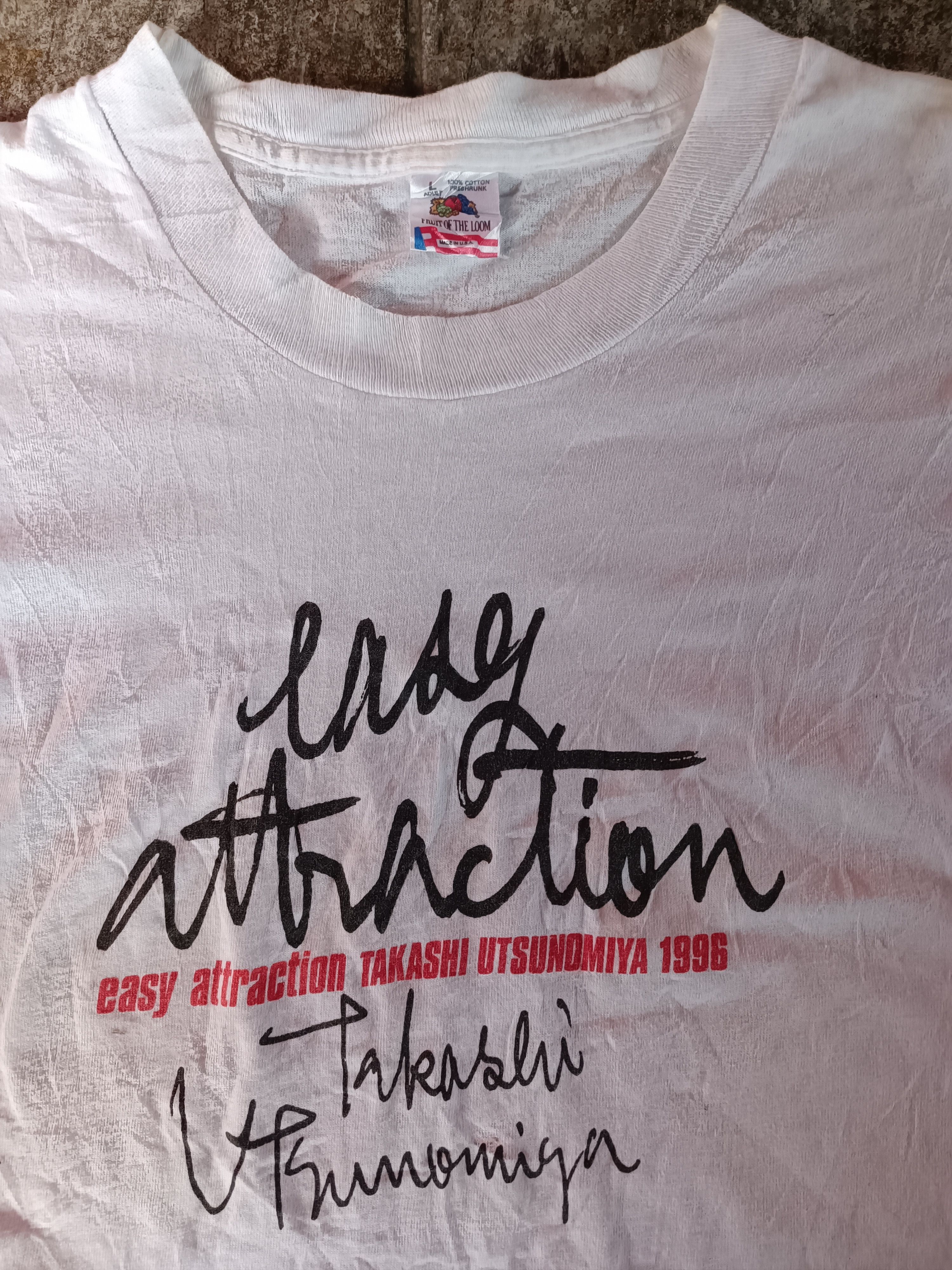 Band Tees × Fruit Of The Loom × Vintage Vintage 90s T Shirt Japanese Singer Takashi Utsunomiya Size US L / EU 52-54 / 3 - 2 Thumbnail