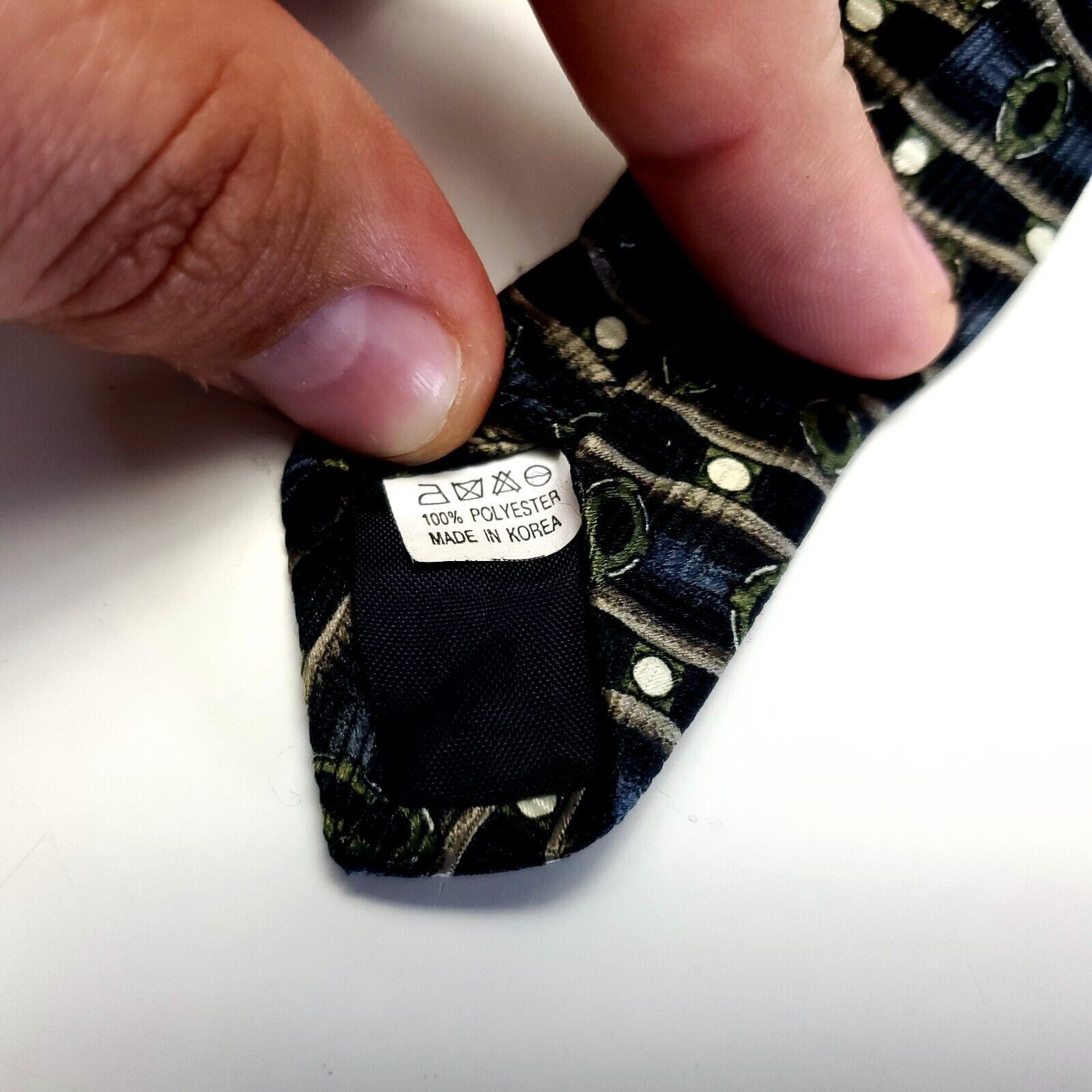 Designer Romario Manzini Blue Green Abstract Print Polyester Wide Tie Size ONE SIZE - 4 Thumbnail