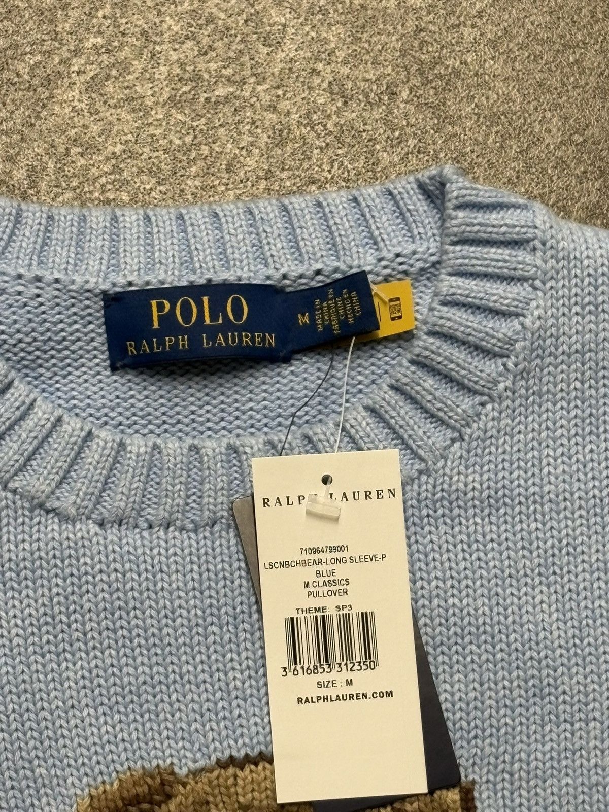 Polo Ralph Lauren Light blue Cotton Knit Sweater Ralph Lauren Bear Men M New Size US M / EU 48-50 / 2 - 3 Thumbnail