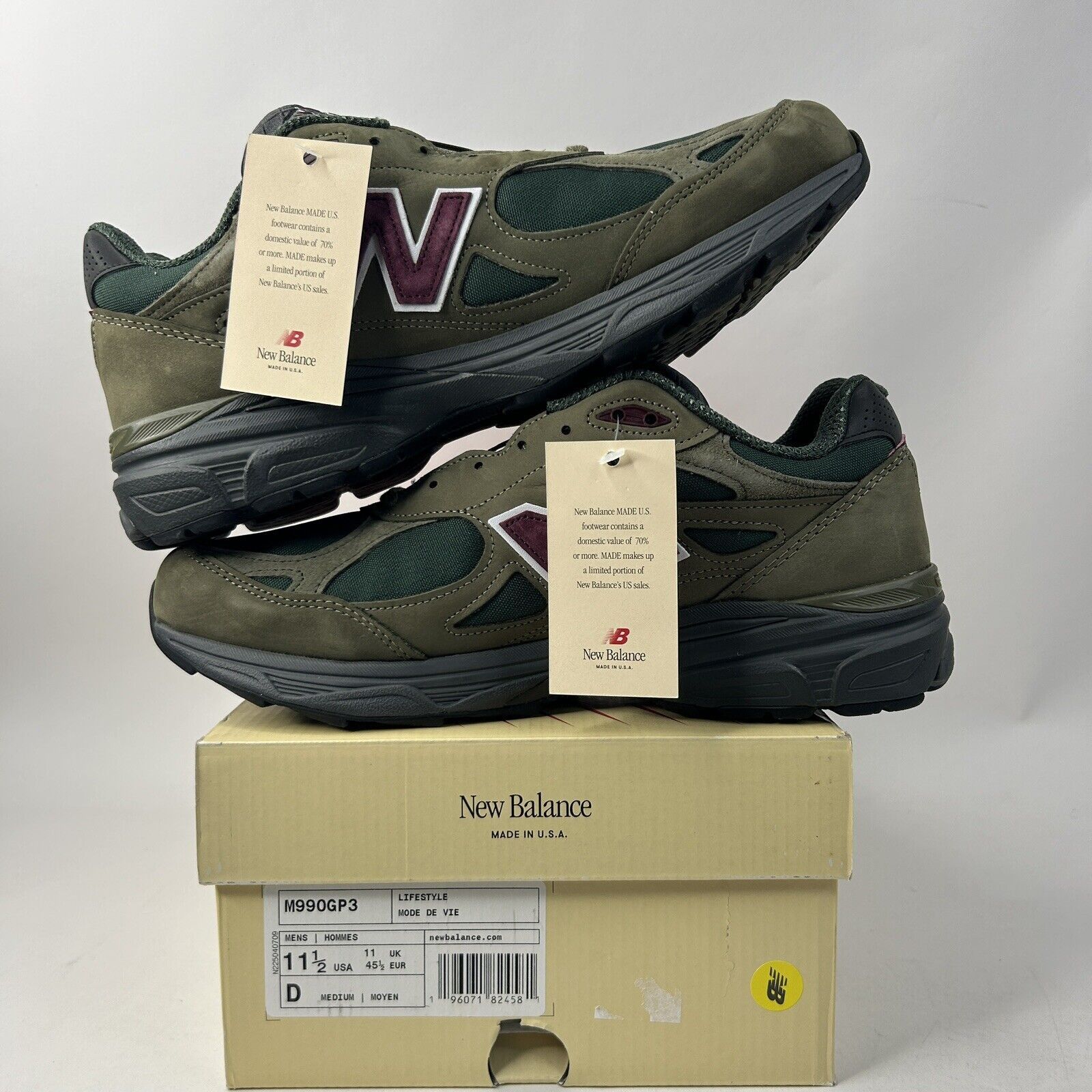 New Balance New Balance X Teddy Saints 990v3 “Green Purple” 2024 Size US 11.5 / EU 44-45 - 3 Thumbnail