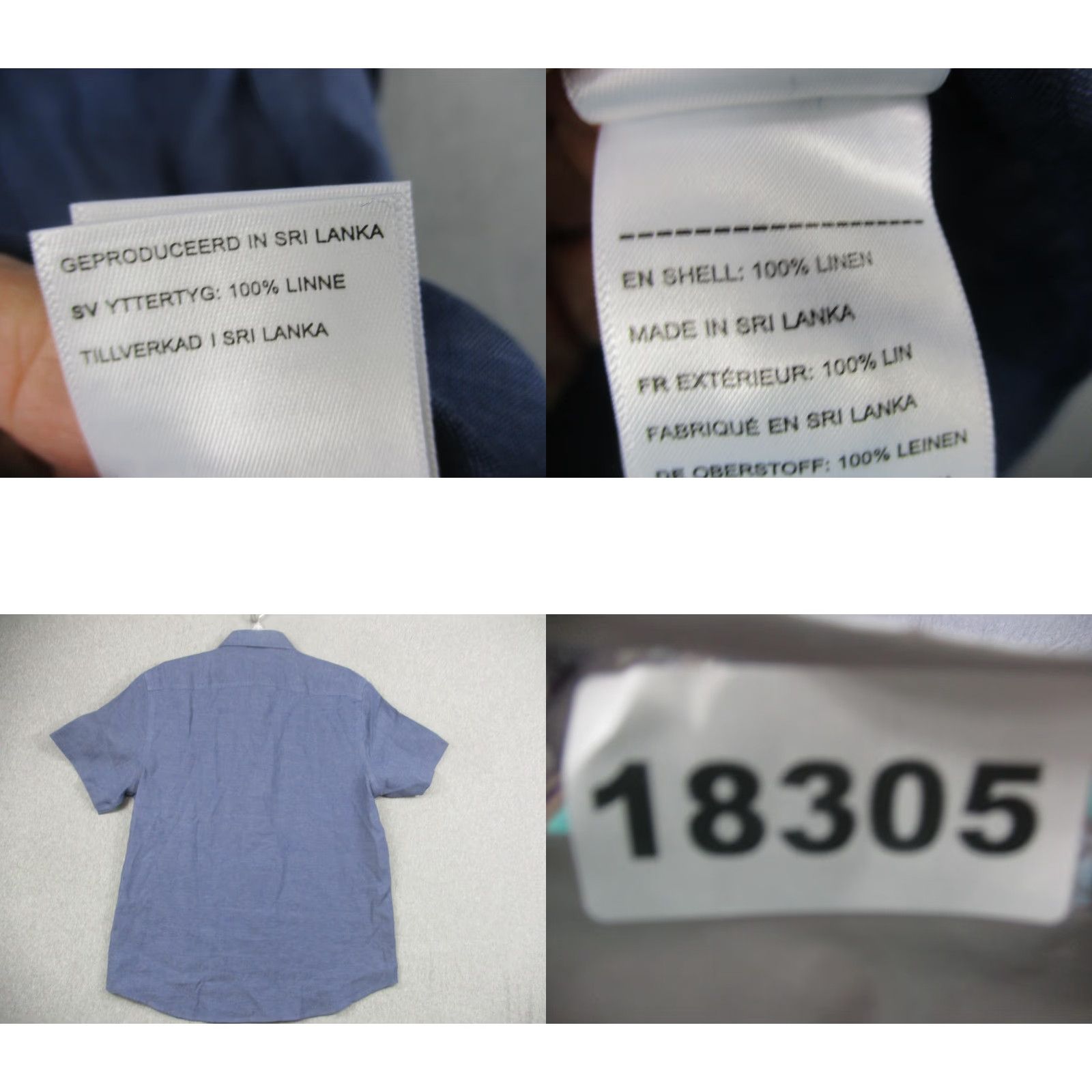 UNTUCKit UNTUCKit Shirt Mens Large Navy Cameron Linen Short Sleeve Slim Fit Button Front Size US L / EU 52-54 / 3 - 8 Thumbnail
