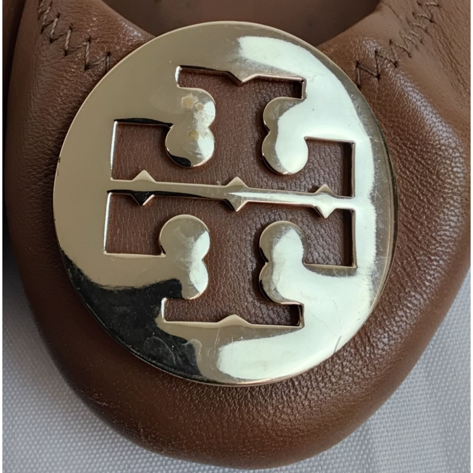 Tory Burch Tory Burch Reva Ballet Flats Women's 7 Brown Leather w/ Gold Size US 7 / IT 37 - 5 Thumbnail