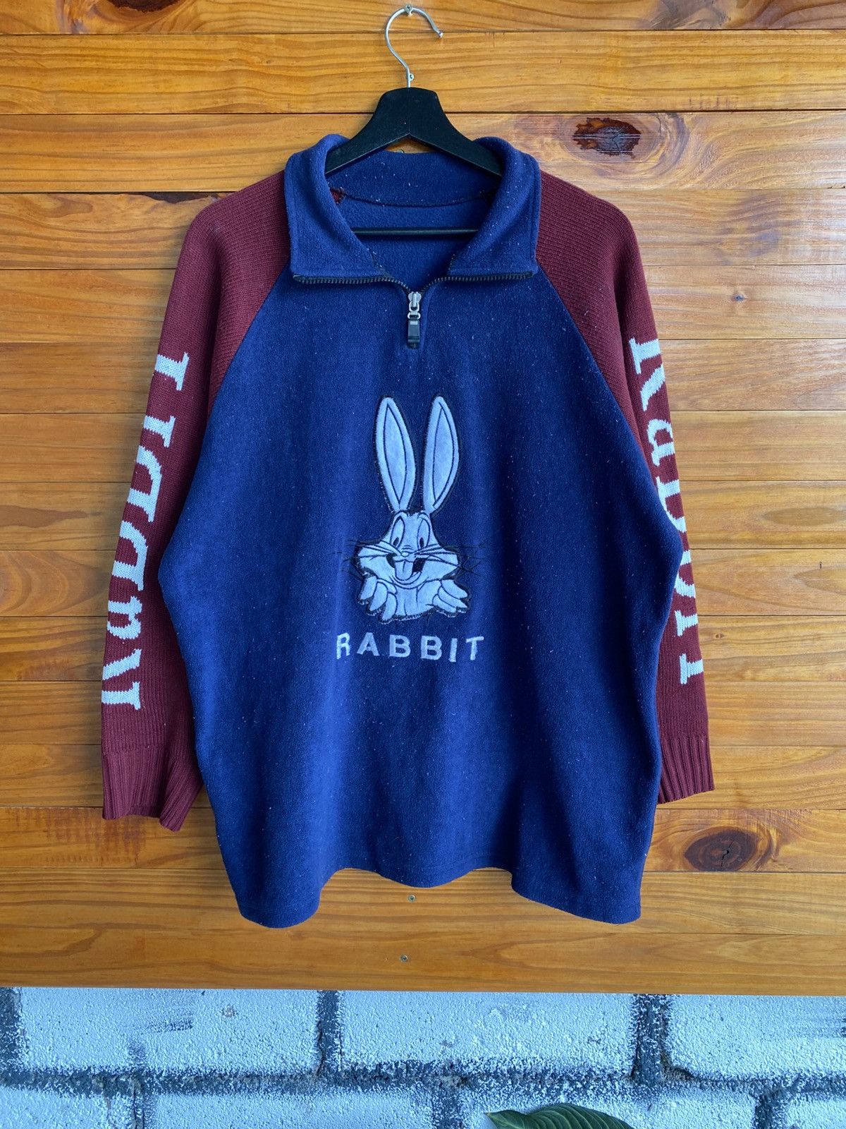 Vintage Vintage Bugs Bunny “Rabbit” Half-Zip Knit Sweater – 1990s Size US L / EU 52-54 / 3 - 3 Thumbnail