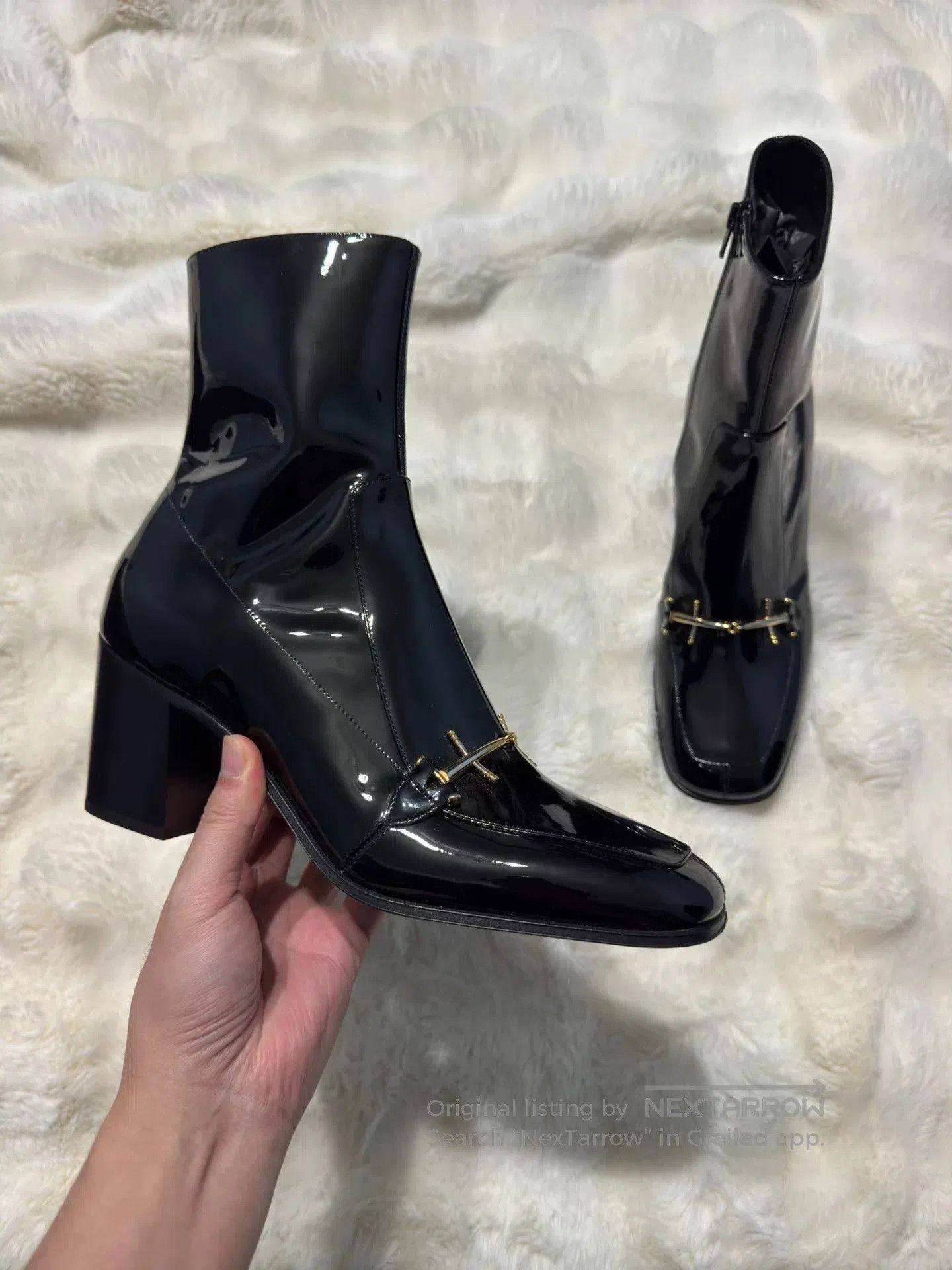 Yves Saint Laurent Saint Laurent Men's Patent Leather Boots. Size US 10 / EU 43 - 8 Thumbnail