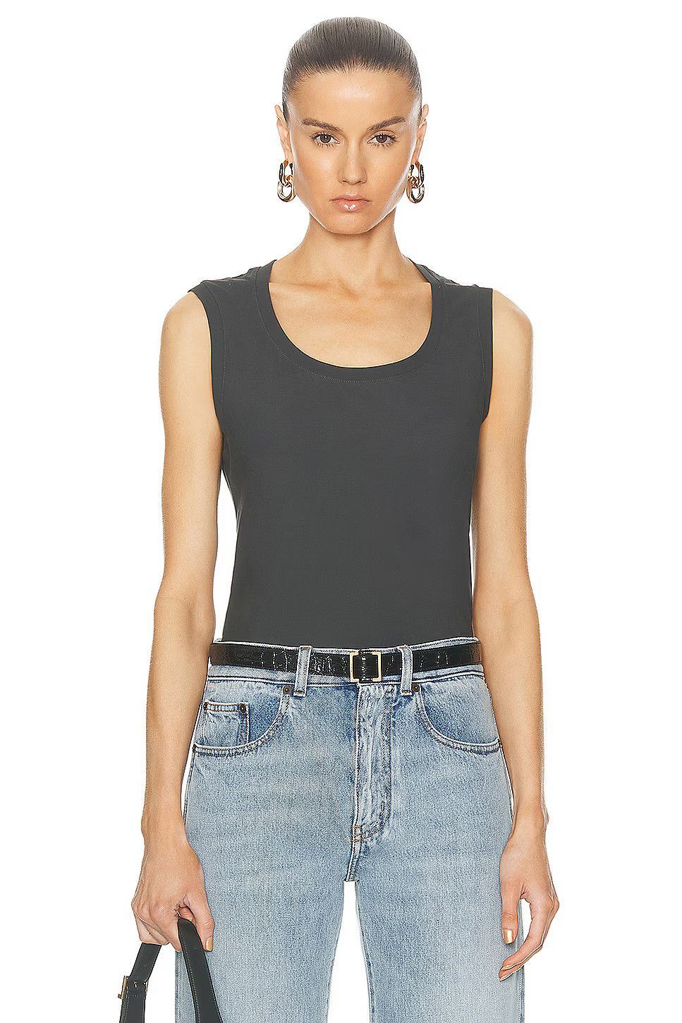 Saint Laurent Paris o1la1rc1a0425 773451 Tank Top Jersey Coton Crepe in Gris Size S / US 4 / IT 40 - 1 Thumbnail