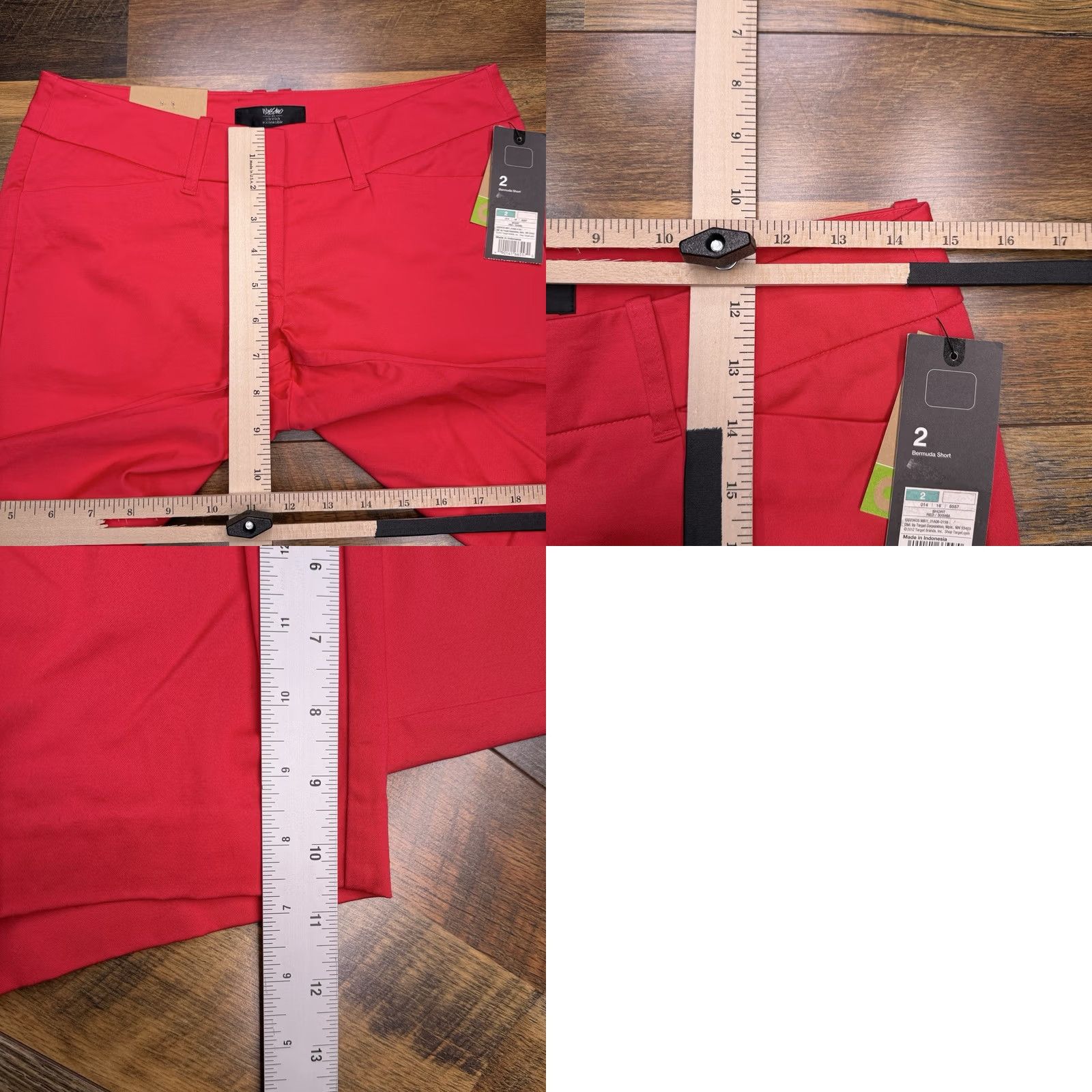 Mossimo Mossimo Bermuda Shorts Womens 2 Red Mid Rise Stretch Casual Travel Knit Cotton Spandex Logo Zip Pocket 10.5 Inseam Regular Modern Vintage No N/A Size 26" / US 2 / IT 38 - 8 Thumbnail