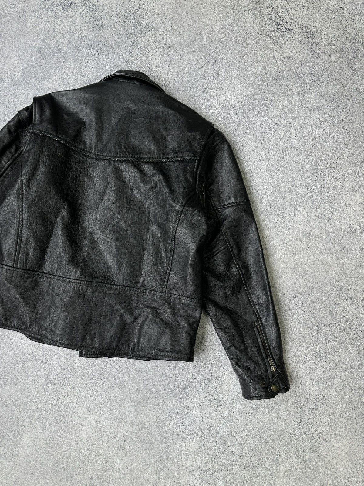 Genuine Leather × Vintage Vintage Genuine Leather Biker Motorcycle Heavy Jacket 90s Size US M / EU 48-50 / 2 - 13 Thumbnail