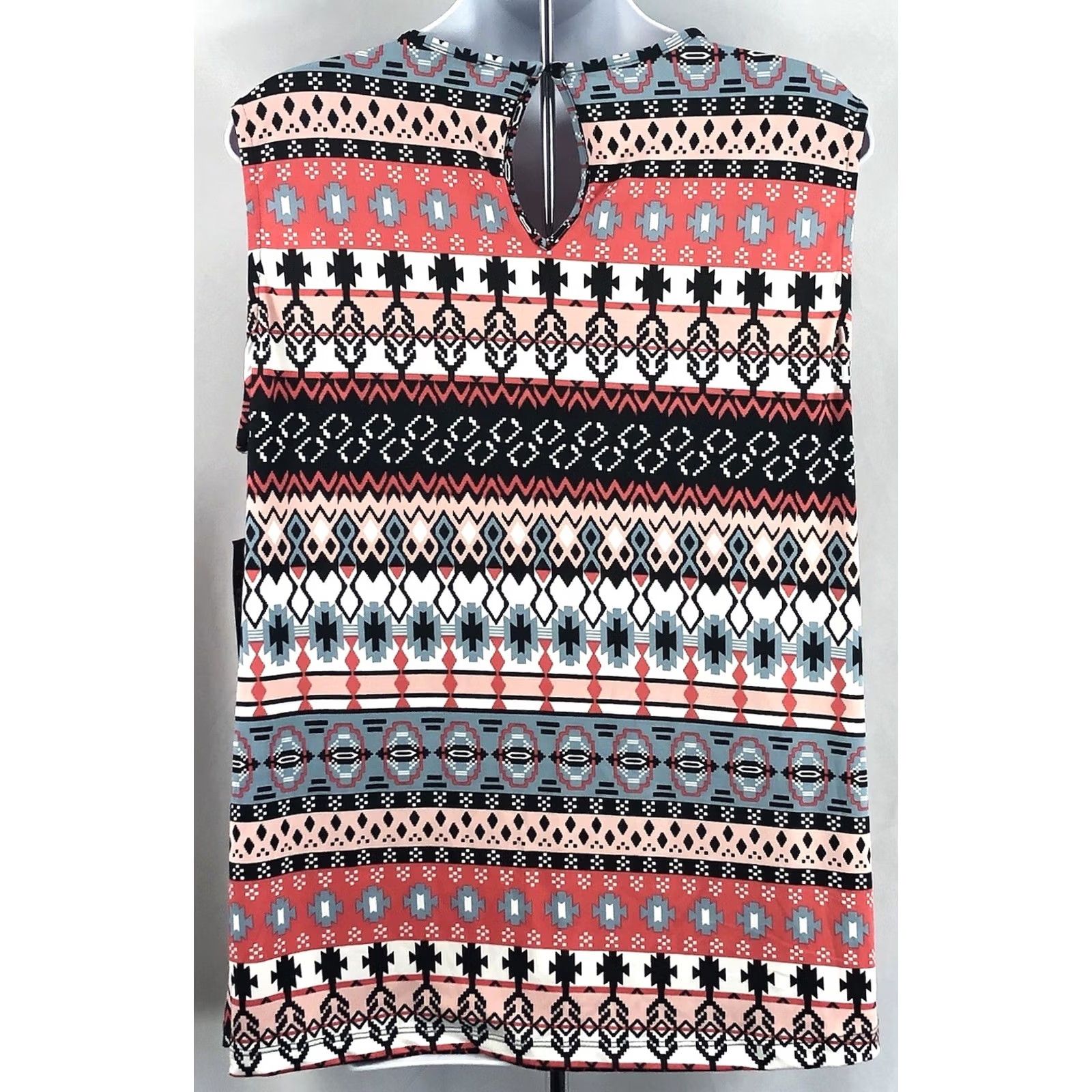 Vintage Robert Louis sleeveless top L blk coral geo cut out hippie boho tribal geometric shirt Womens 90s festival style Size L / US 10 / IT 46 - 3 Thumbnail