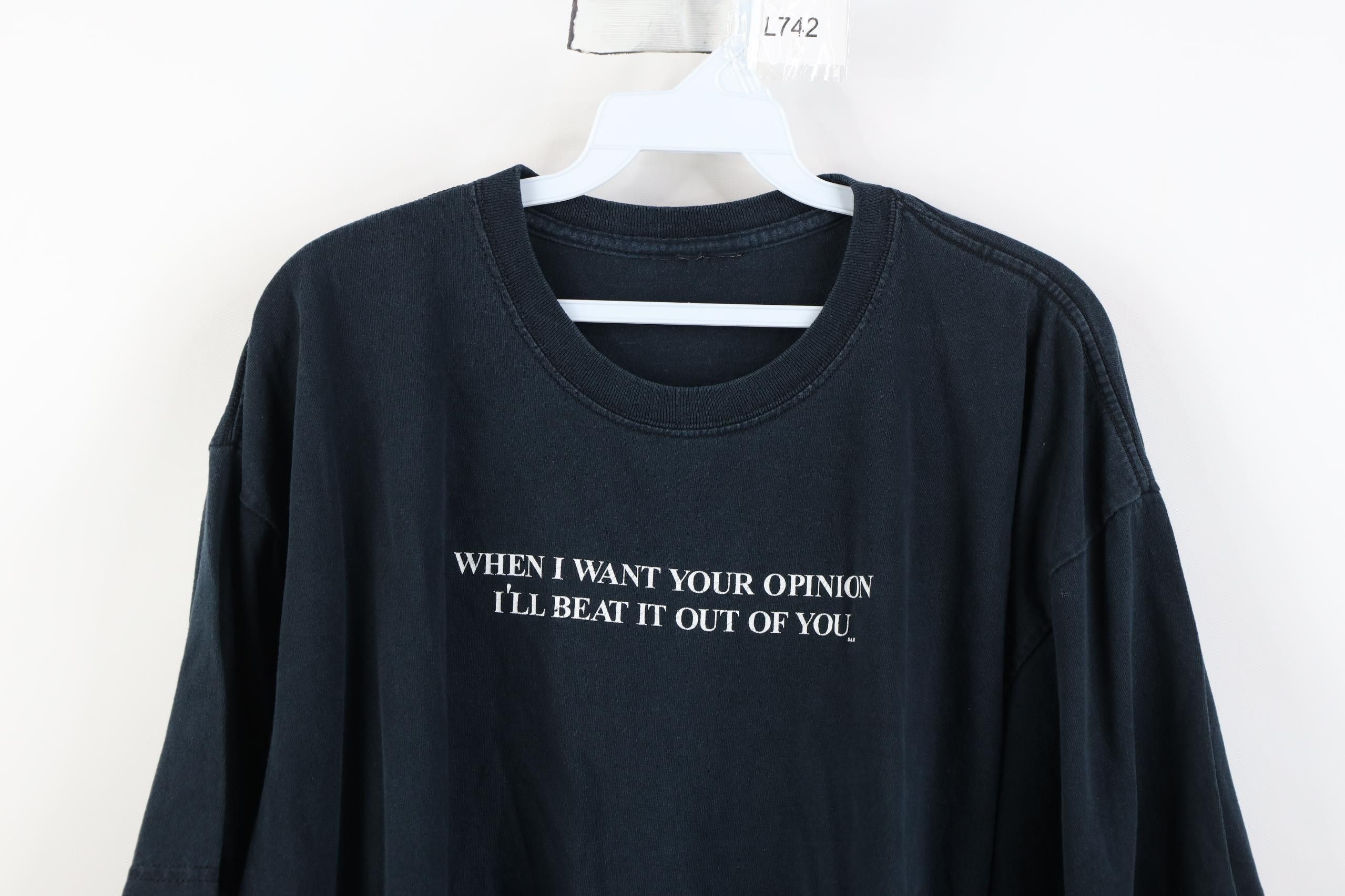 Vintage Vintage Y2K Your Opinion I'll Beat It Out Of You T-Shirt Size US XL / EU 56 / 4 - 2 Thumbnail