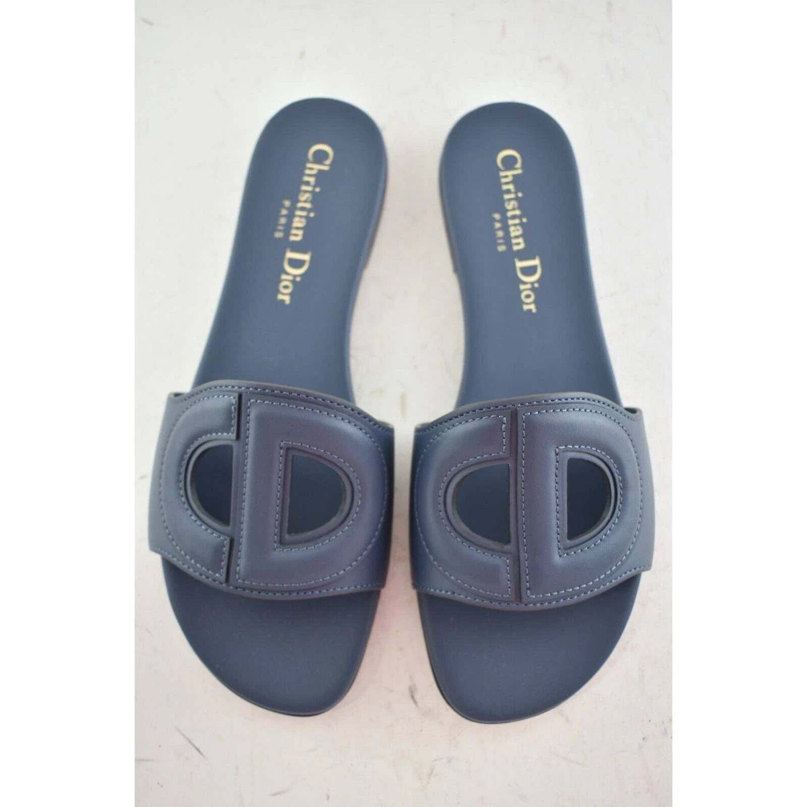Dior Christian Dior Leather Club Logo Slide Mule Flat Sandal 35 Size US 5 / IT 35 - 7 Thumbnail