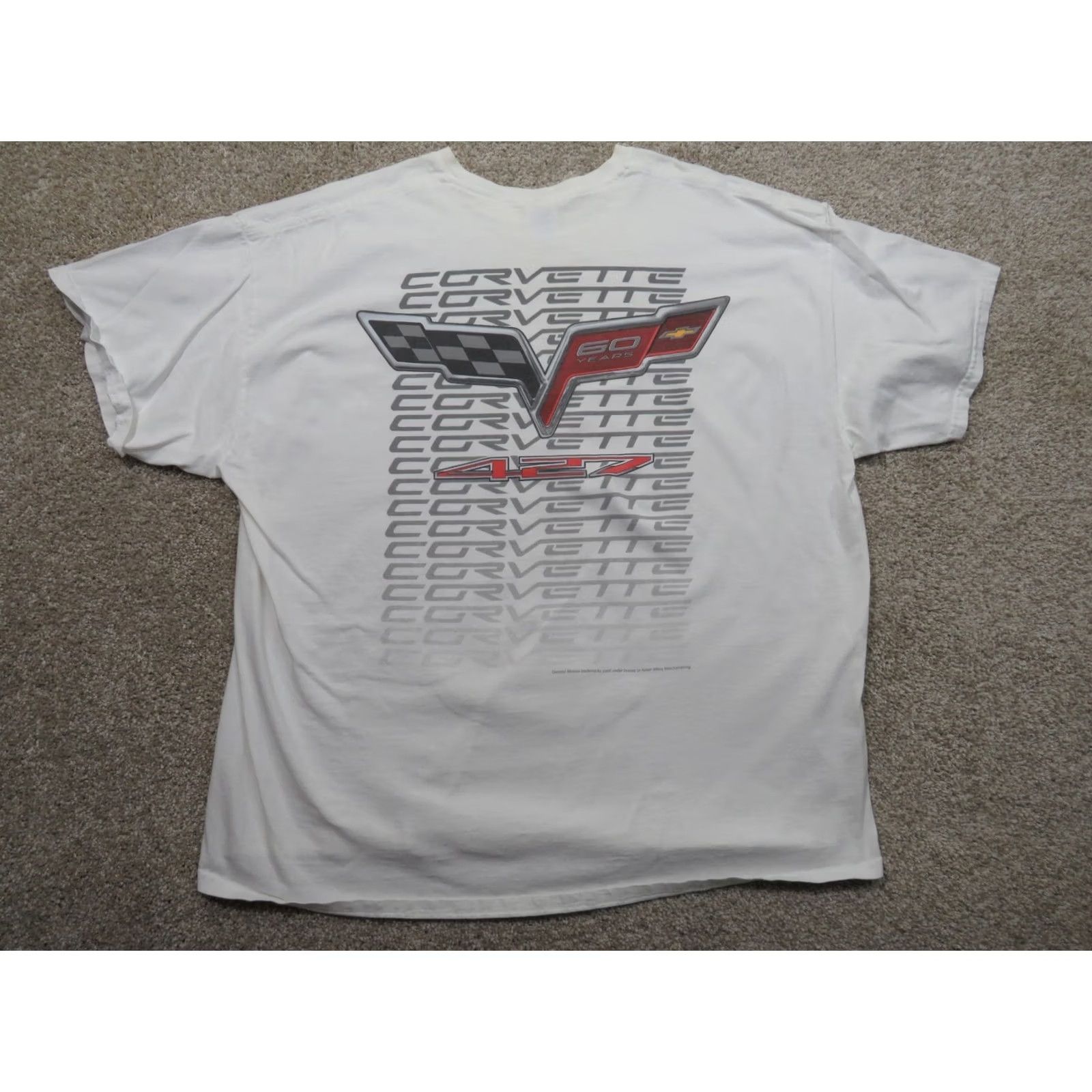 Gildan VINTAGE Men's 2XL Corvette 60 Logo T-Shirt White Cotton Crew Neck Short Sleeve Graphic Print Car Show, Regular, Gildan, White, Men Size US XXL / EU 58 / 5 - 2 Thumbnail