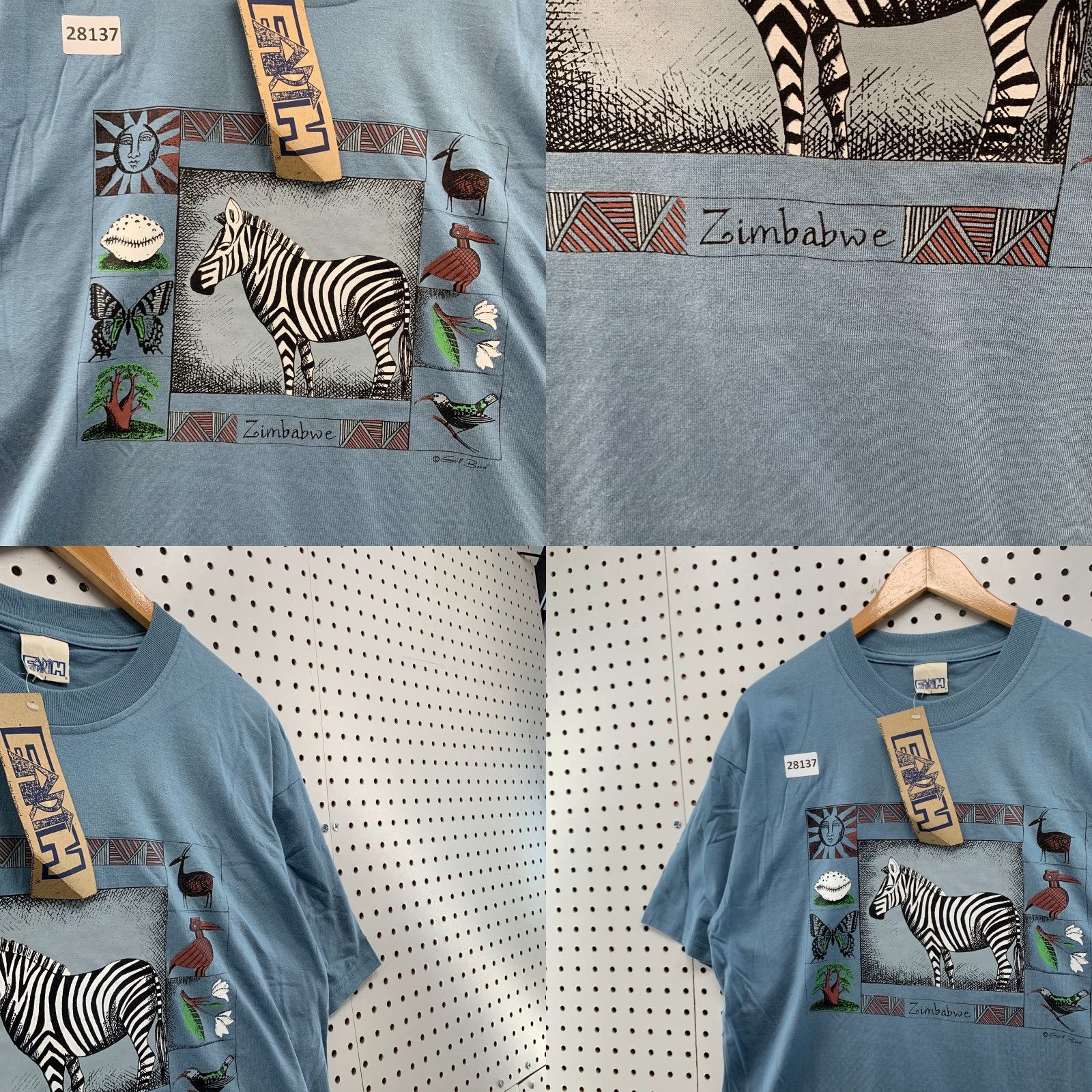 Vintage VINTAGE Earth Zebra Shirt Unisex Adults XL Blue Cotton, Polyester Short Sleeve Crew Neck Nature Animals 21x30 Size US XL / EU 56 / 4 - 8 Thumbnail