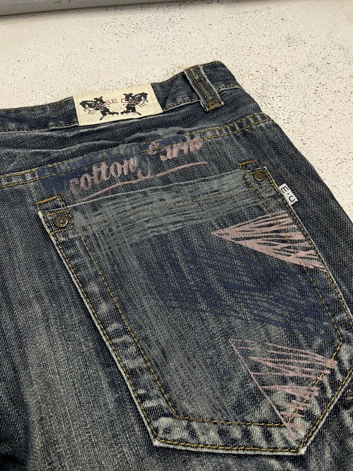 Japanese Brand Morse Code Distressed 3D Whisker Union Jack Gothic Fashion Size US 34 / EU 50 - 20 Thumbnail